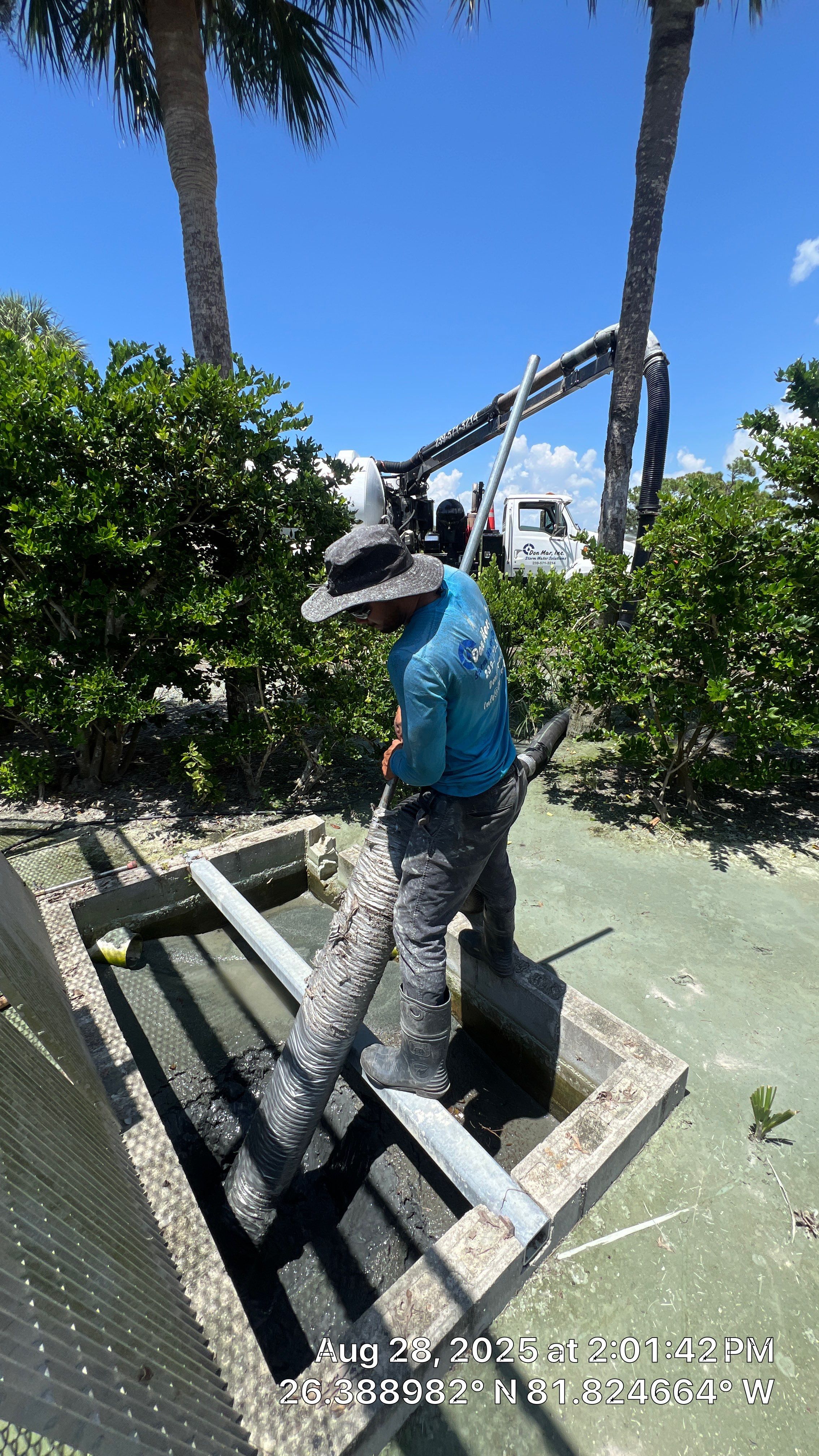 Pelican Landing Tennis Court Catch Basin Cleaning by Don Mar, Inc. Storm Water Solutions