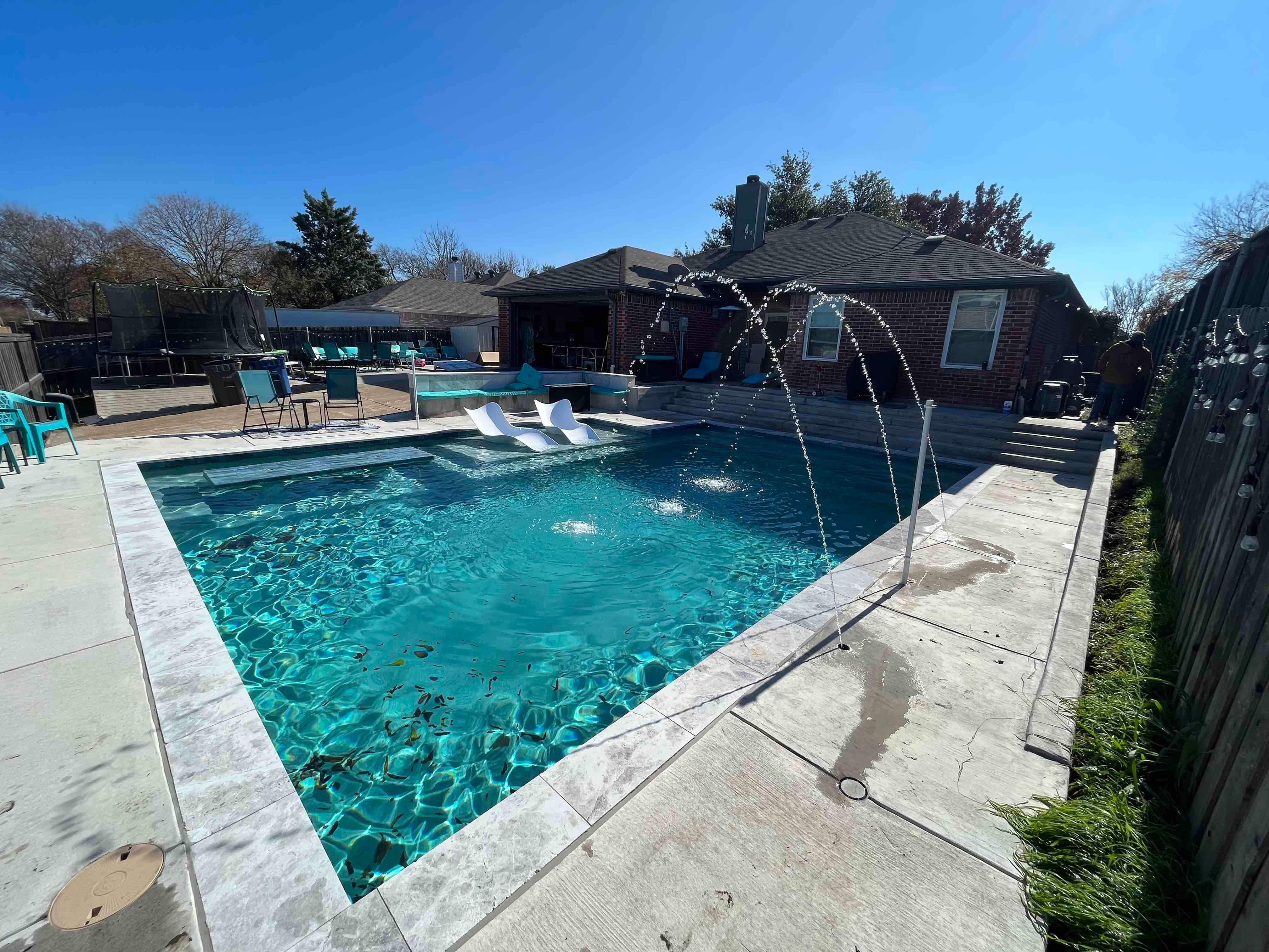 Modern Geometric Pool with Raised Spa by Pinnacle Pools and Spas - DFW