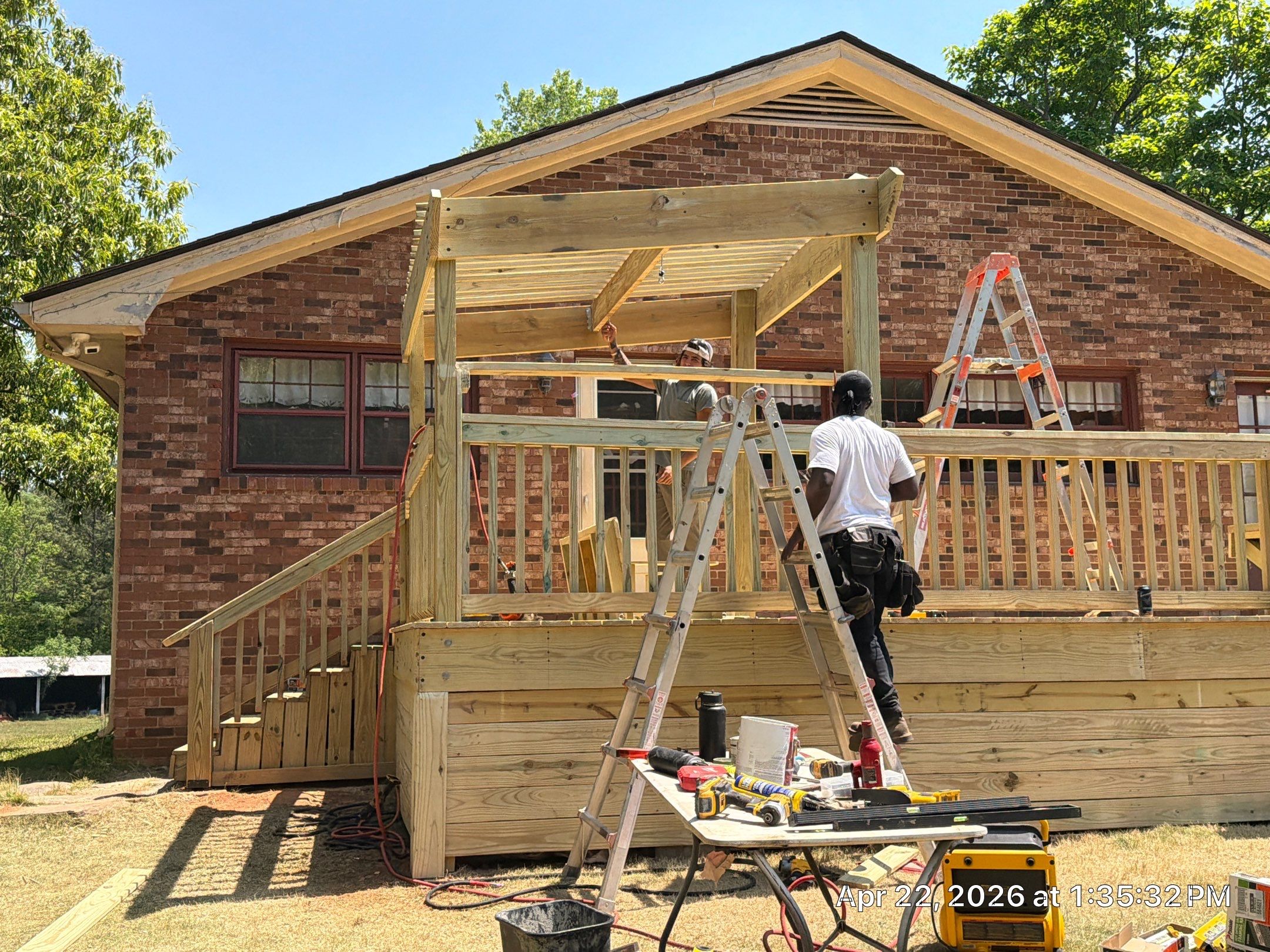 Custom Pressure-Treated Wood Deck and Pergola Build in Social Circle by PGP Surface Solutions, LLC