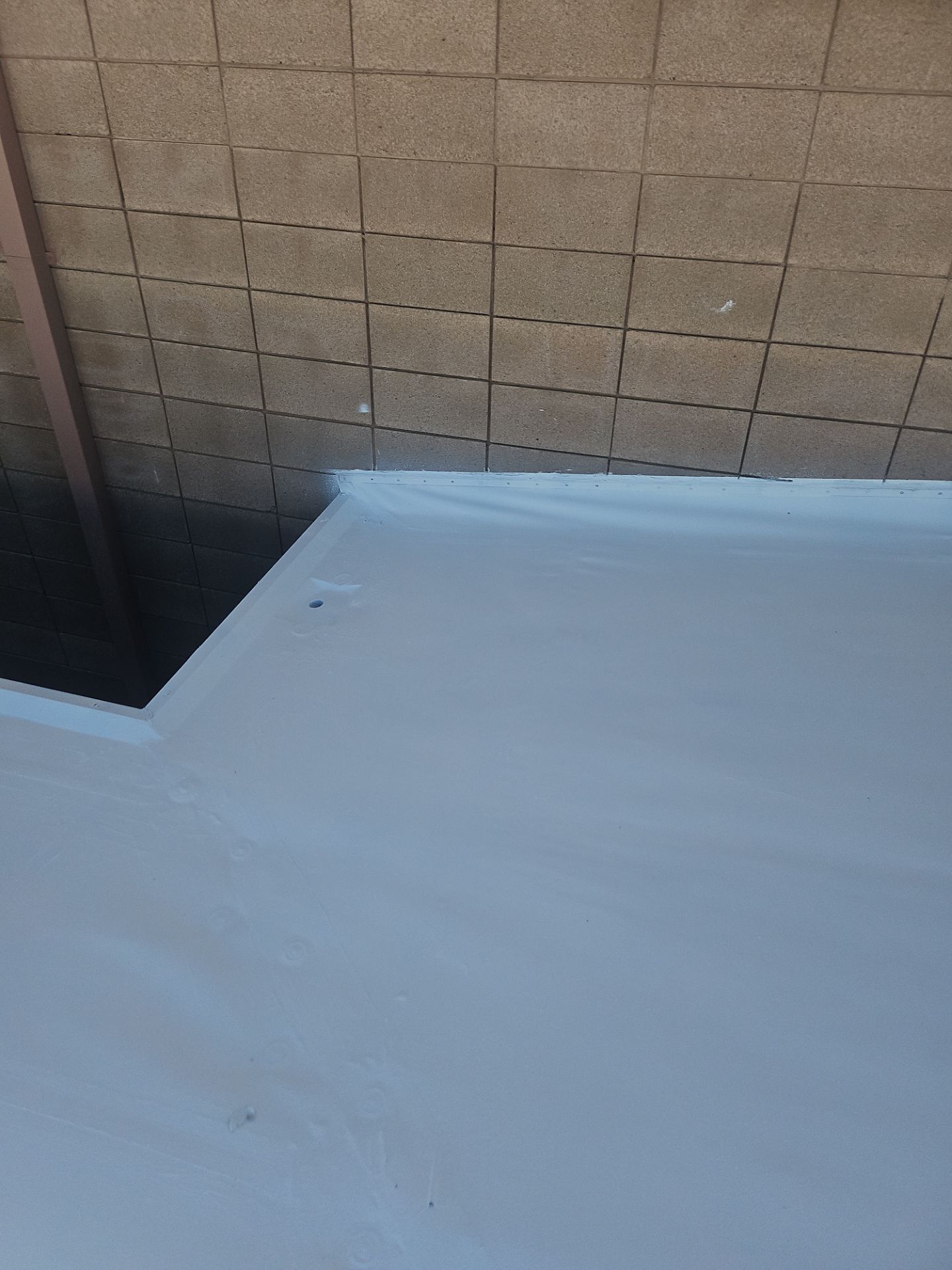 Single-ply restoration system using Benchmark/PUMA XL coatings over TPO single-ply roofing by Straight Edge Roofing Inc