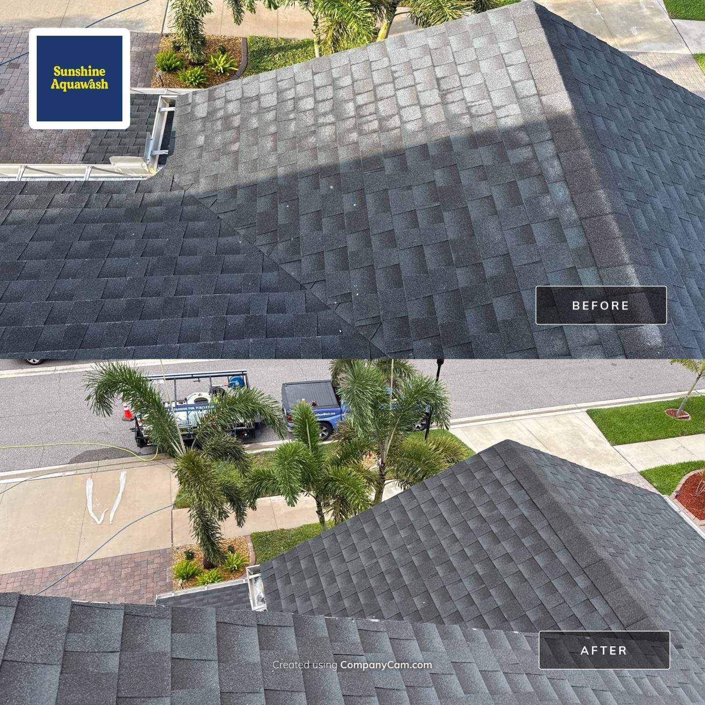 2-Story Asphalt Shingle Roof Cleaning & House Wash – Cypress Mill, Sun City Center, FL by Sunshine AquaWash