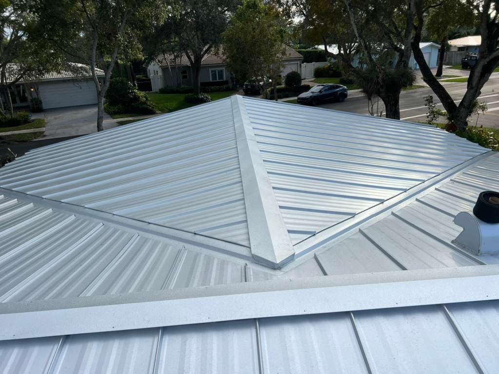 Residential Roofing Installation using 1" Nail strip metal roof by BLUES BROTHERS ROOFING