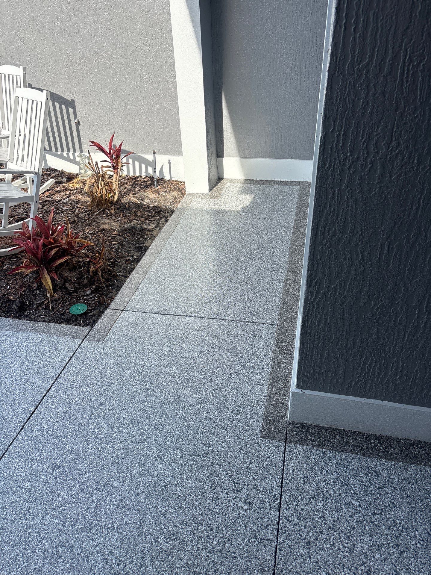 Driveway & Sidewalk Slatestone with Silvercreek borders by Innovative Concrete Coatings 