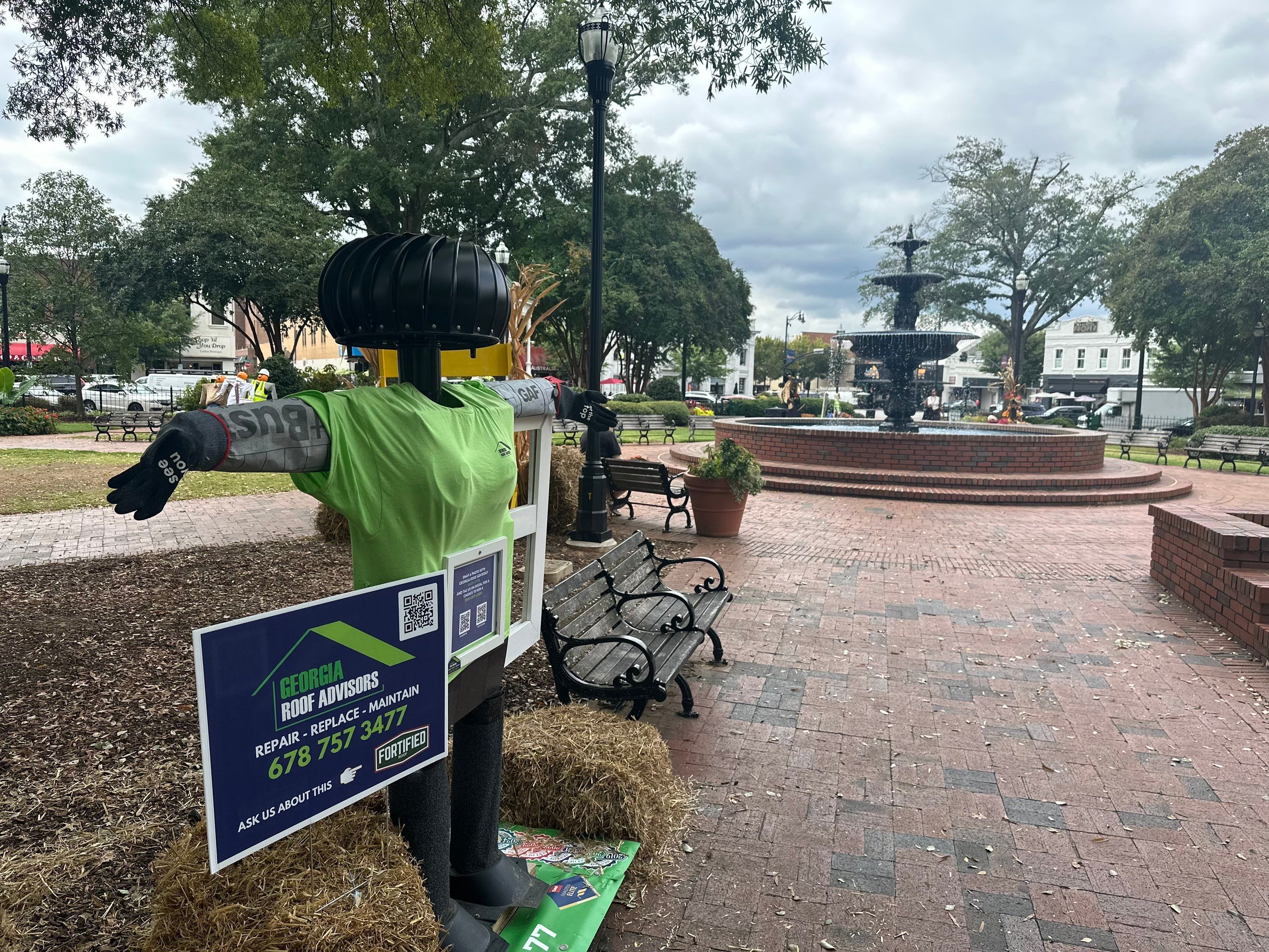 Annual Roofing Material Squarecrow Builds in Marietta Square by Georgia Roof Advisors
