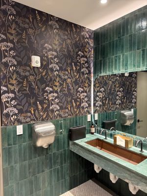 Restaurant Restroom Interior with Custom Wallpaper