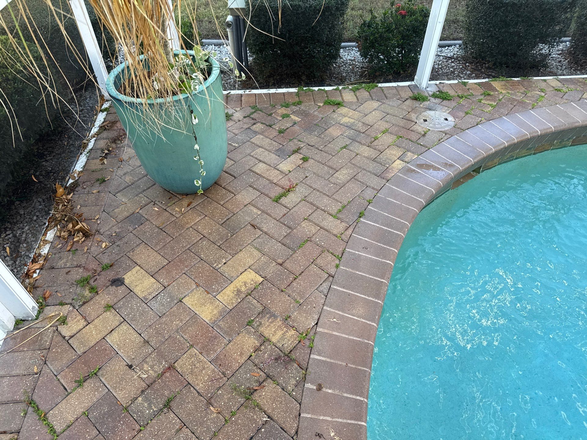 Paver Pool Deck and Screen Enclosure Cleaning in Lakewood Ranch, FL (Rosedale Highlands Community) by Sunshine AquaWash