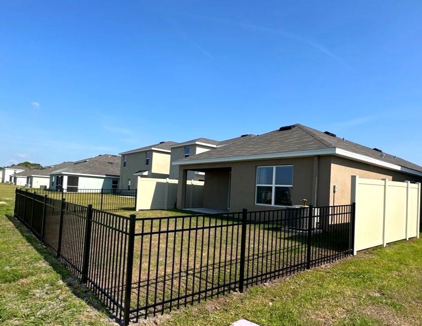 Aluminum Fence Installation using Vinyl Fence and Black 3 Rail Aluminum Fence  by Asap fence and gates, LLC