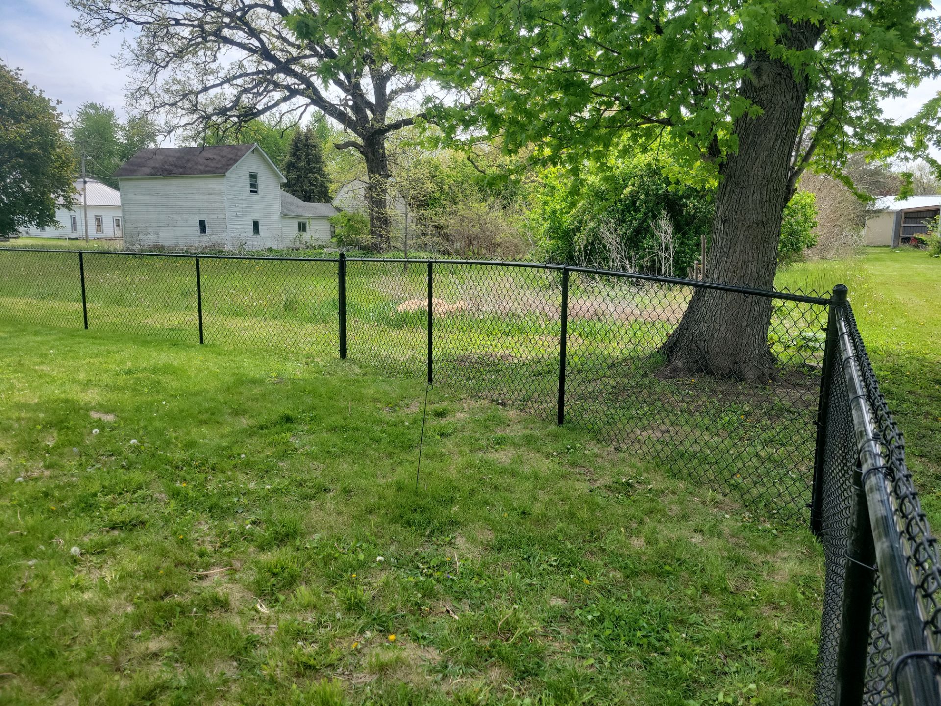 Black Chain Link Fence Installation and Gate in Traer by Perfect Picket Fence and Stain