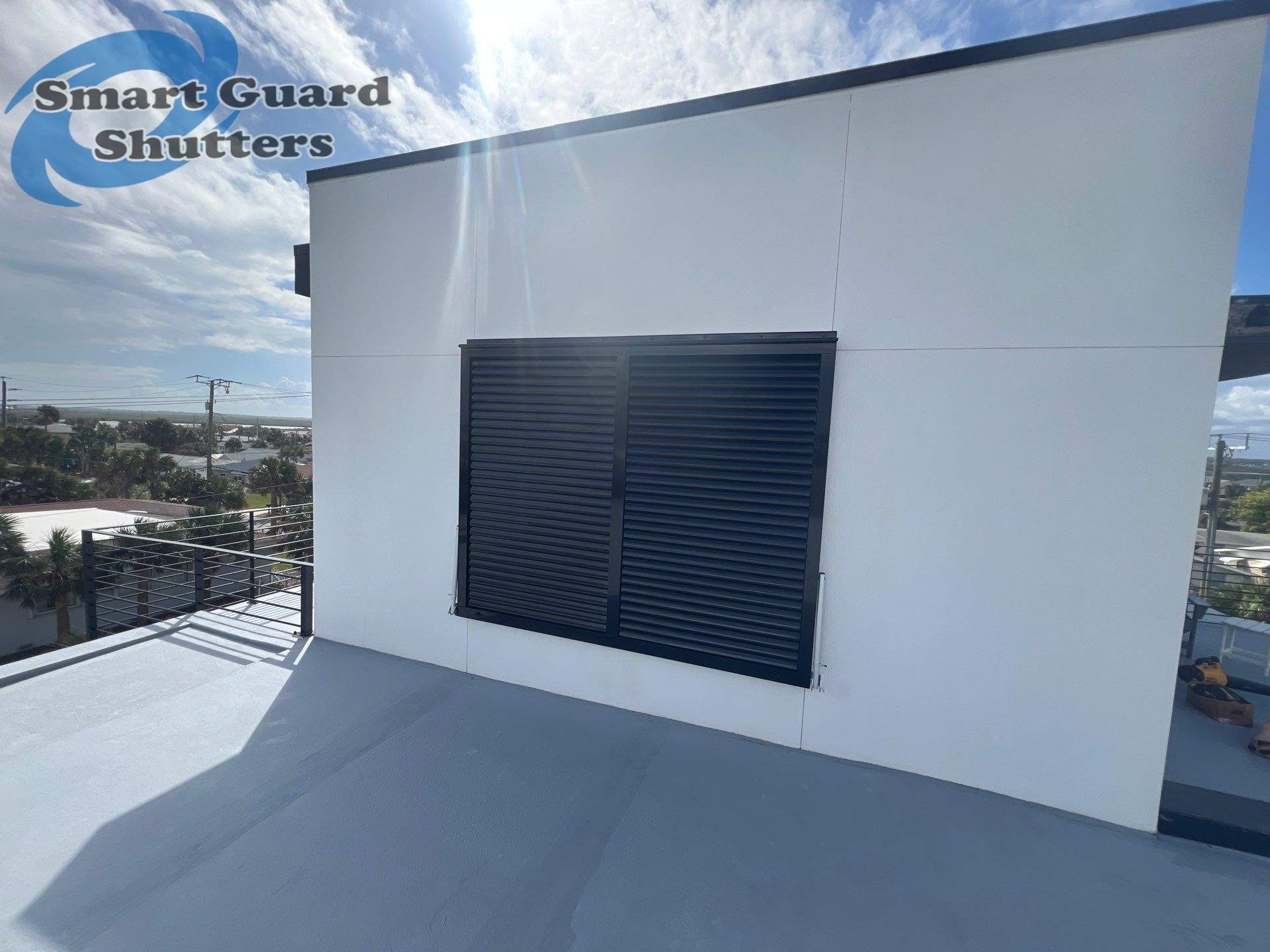  AstroGuard Hurricane Fabric & Impact Bahamas in Jet Black by Smart Guard Shutters