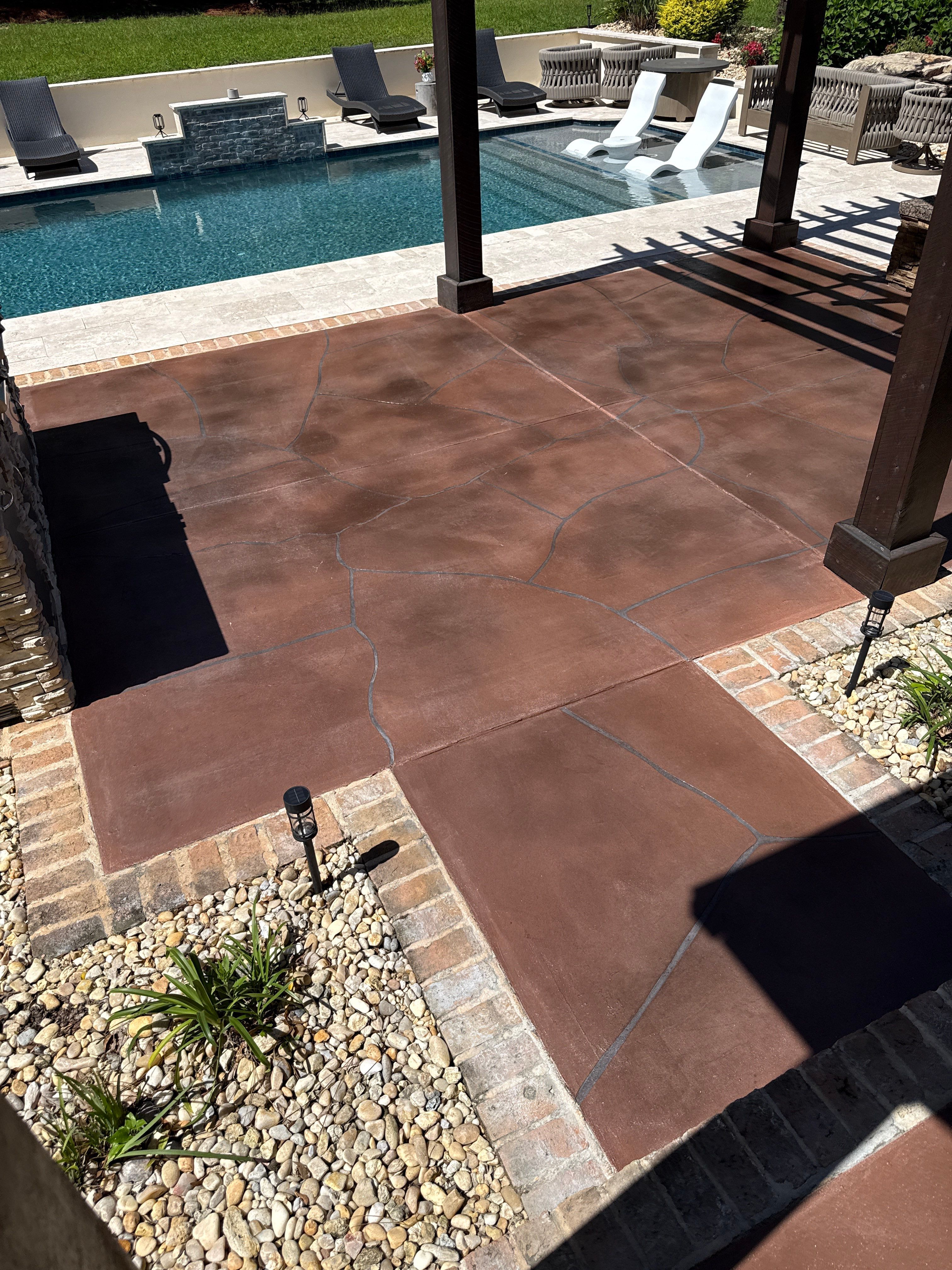Decorative Flagstone Concrete Overlay for Fairhope Patio by Cornerstone Hard Surface Restoration