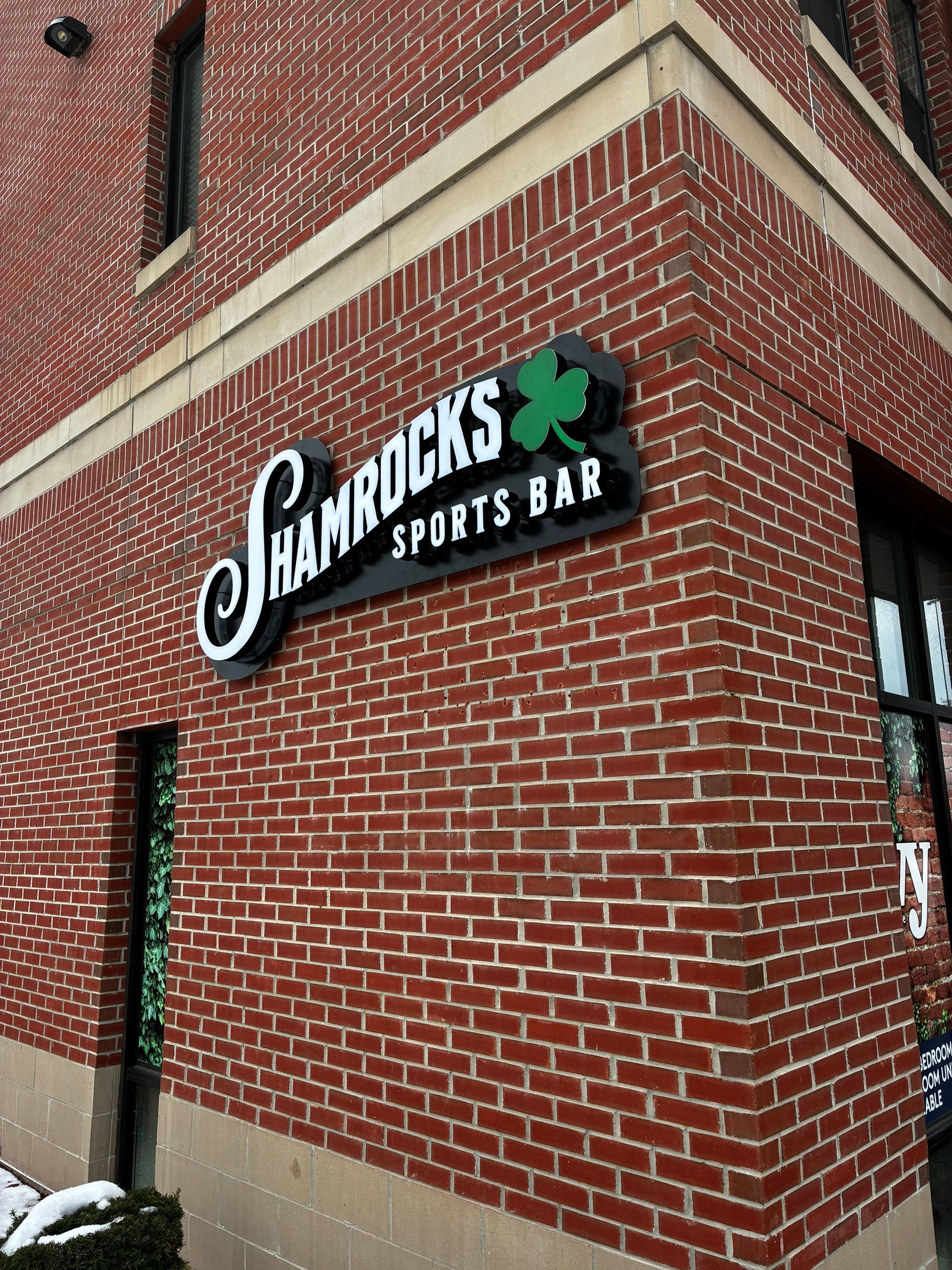 Shamrocks Sports Bar Signage Installation and Interior Renovation in South Bend by Hayes Design co