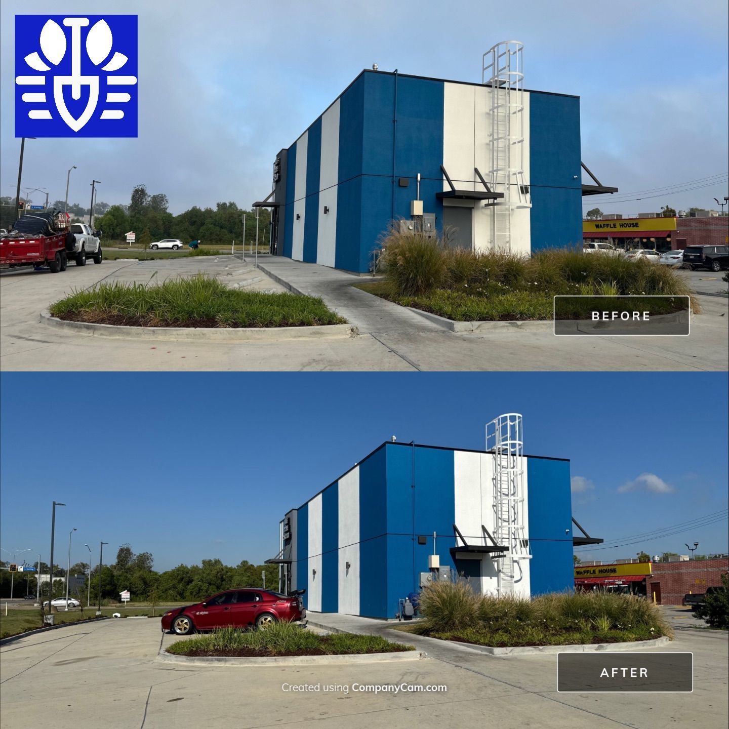 COMMERCIAL LAWN MAINTENANCE: HEDGE TRIM / BED CLEAN / MULCH INSTALL using BROWN MULCH "BARK BRITE" by CutScape, LLC.