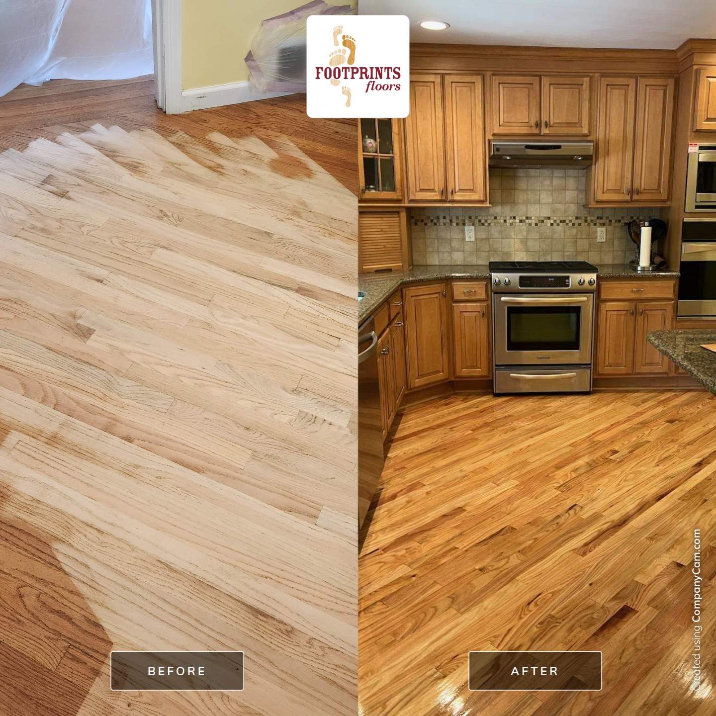 Sand and Refinish Red Oak Kitchen Floor by Footprints Floors Morristown
