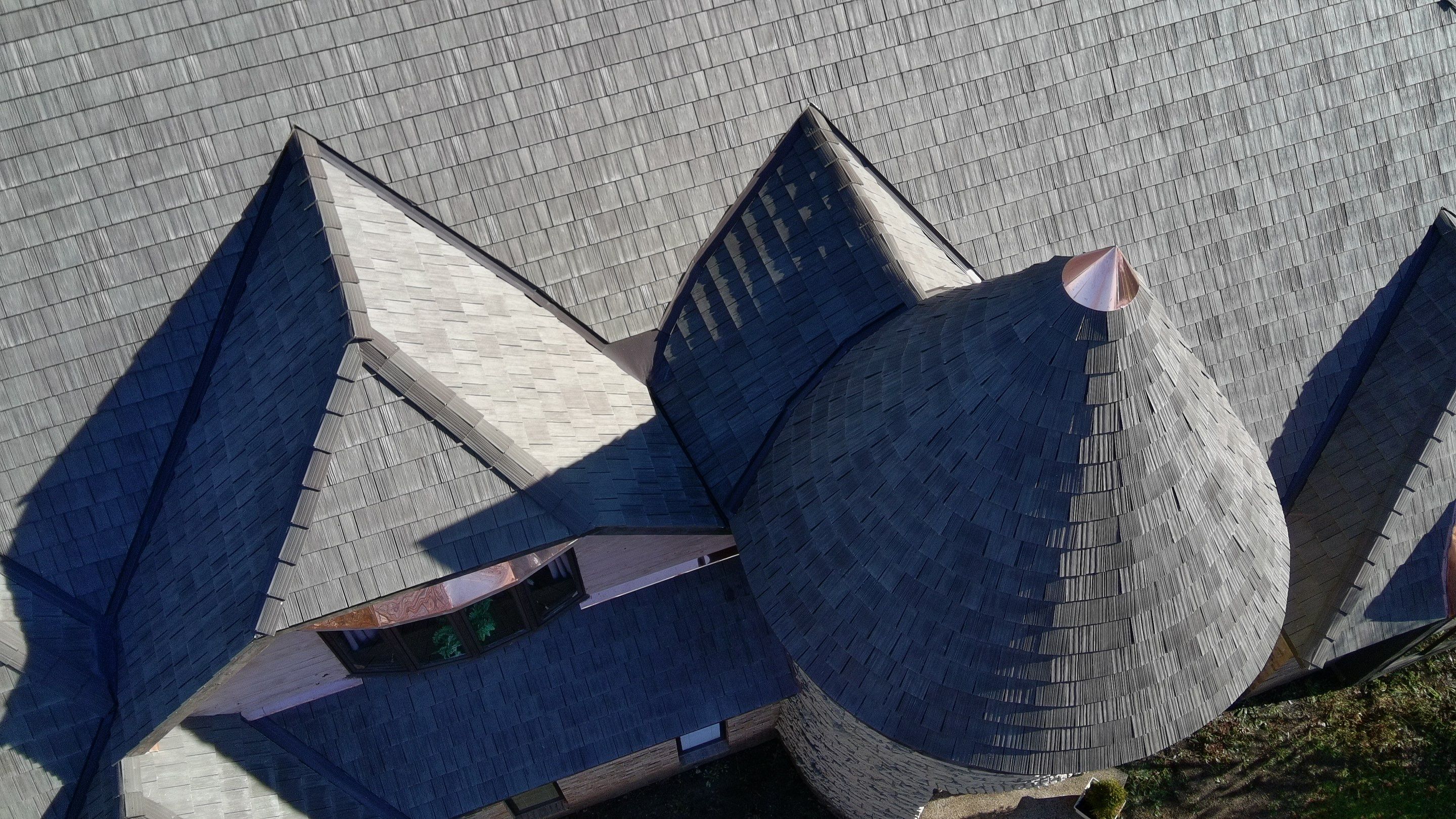 Re-roof: Synthetic Shake & Custom Copper by Midwest Building Solutions