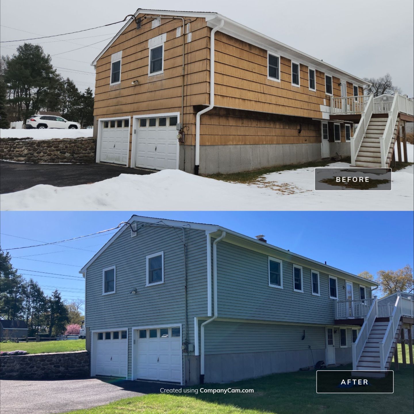 Siding refresh with Cert Monogram D/4 x 12'6" clapboard, Cypress by DiGiorgi Roofing and Siding Inc
