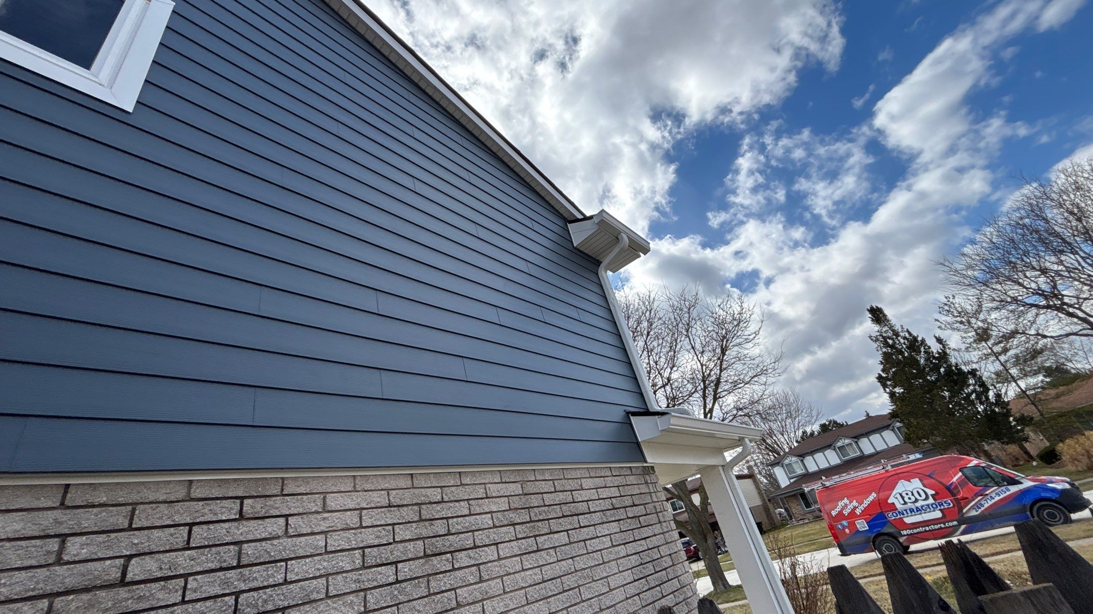 Siding Replacement using Alside Midnight Blue by 180 Contractors