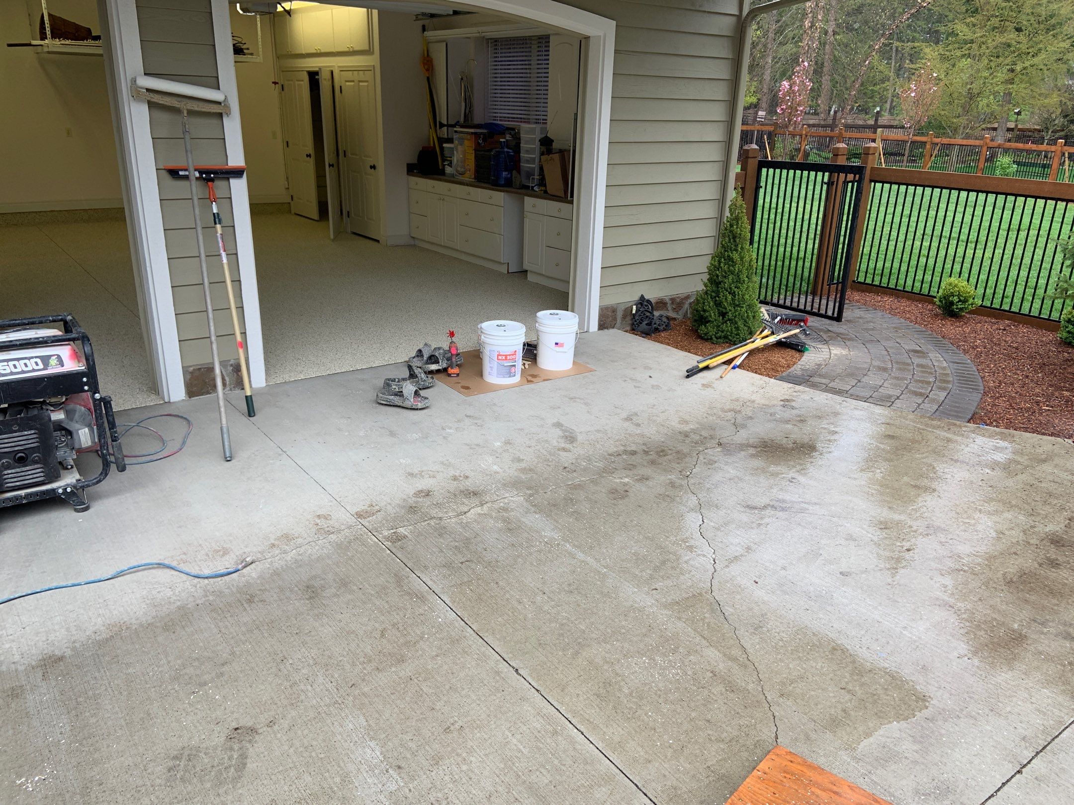 Garage Transformation using Driftwood Colorway by Croc Coatings, LLC