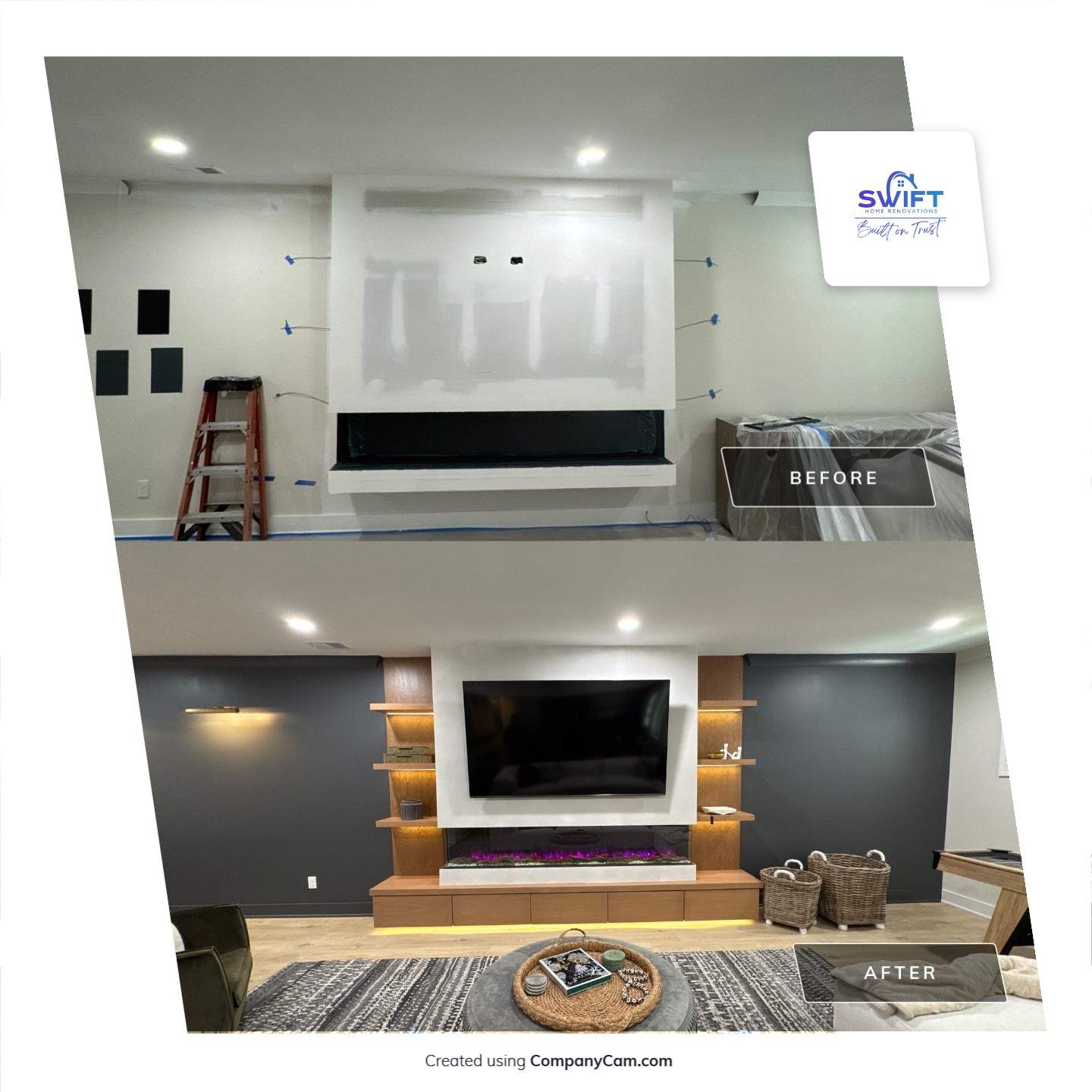 Modern Marietta Interior Renovation with Custom Built-ins and Wine Cellar by Swift Home Renovations