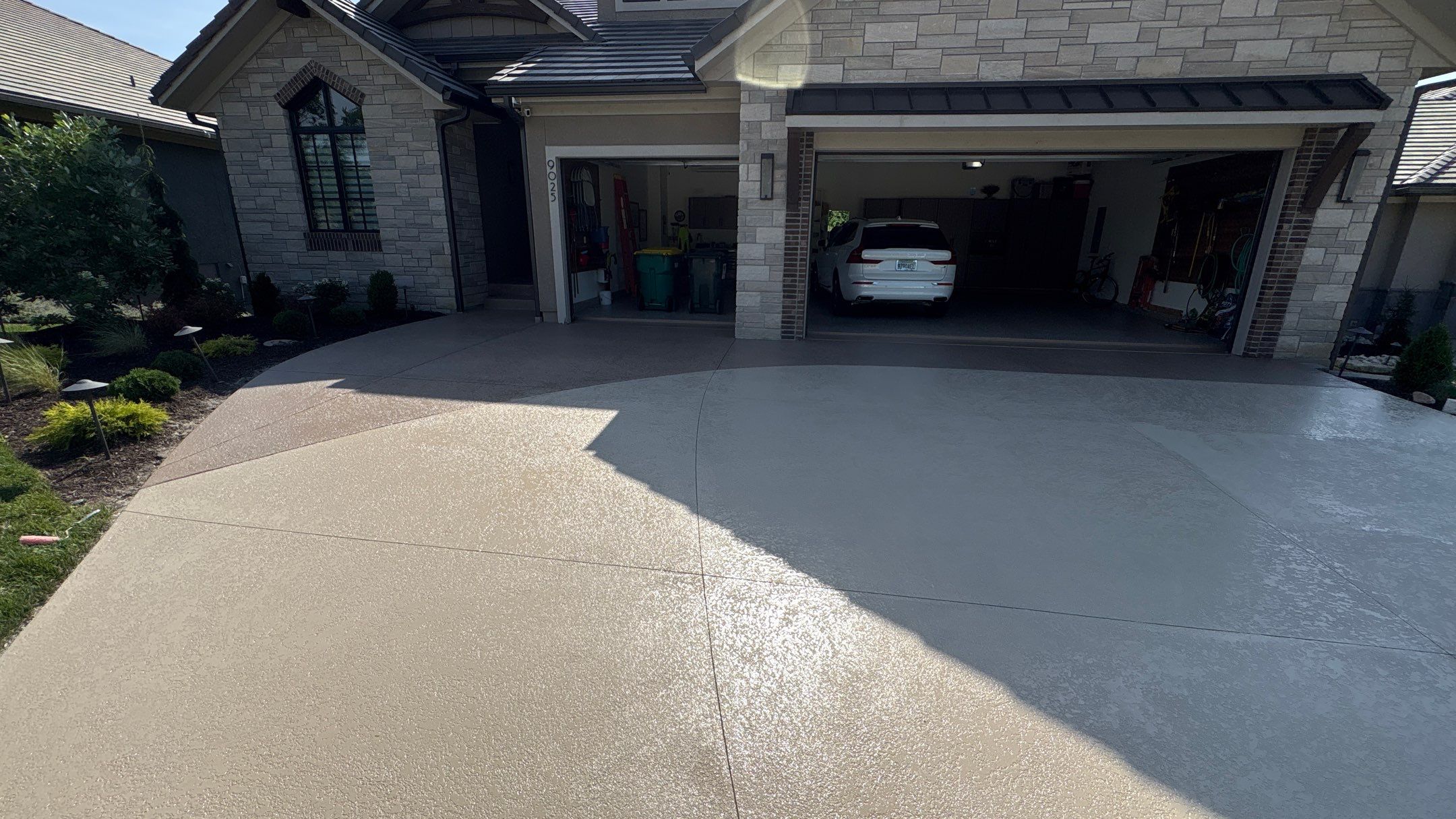 Two-Tone Driveway Resurface - Olathe, KS by Big Red Decorative Concrete, LLC