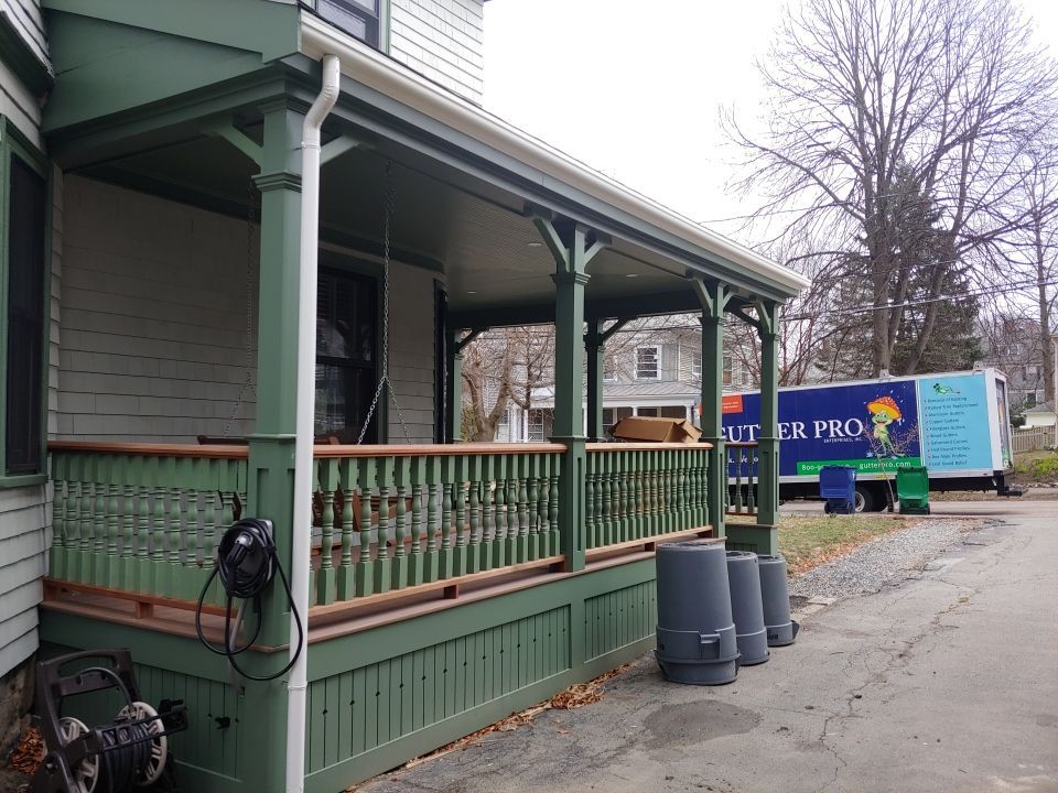 Gutter Installation using 4x5 FiberGlass Gutter with Moulding in Newton, MA by Gutter Pro Enterprises
