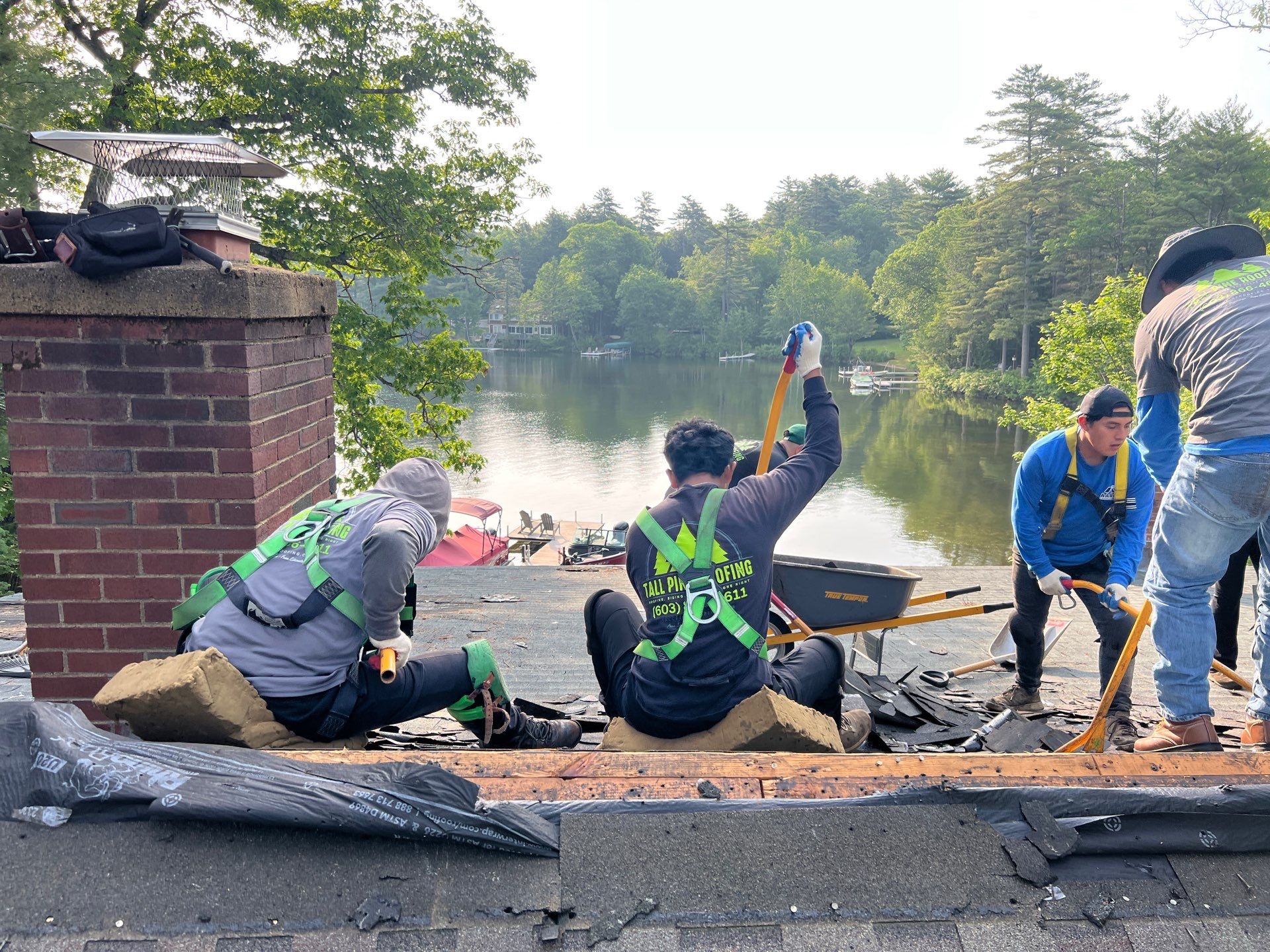 OC Roof Install On The Lake In Deerfield, New Hampshire by Tall pine roofing