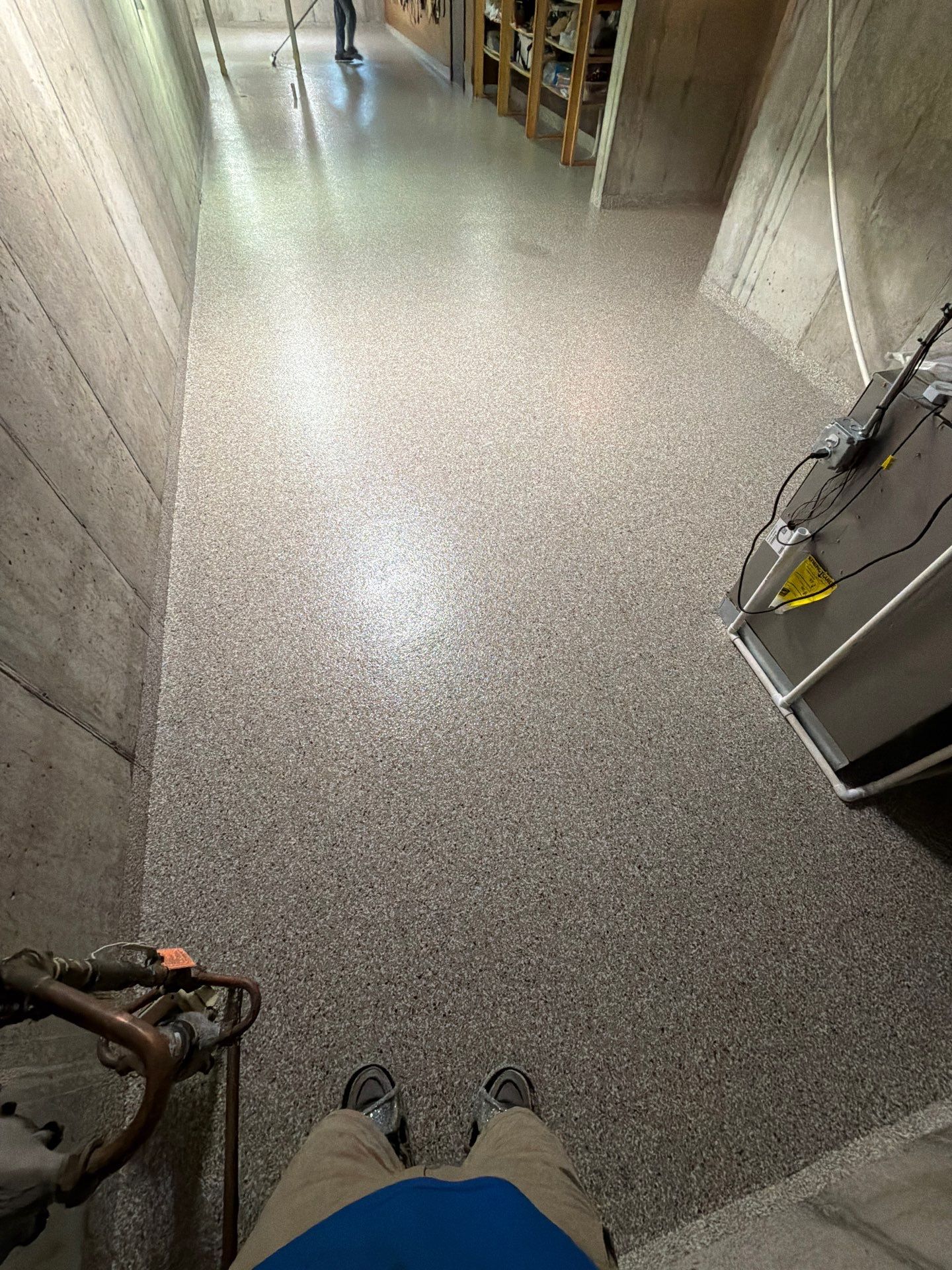 Full Basement and Garage Epoxy Flake Floor Installation in North Muskegon by Gordon Painting