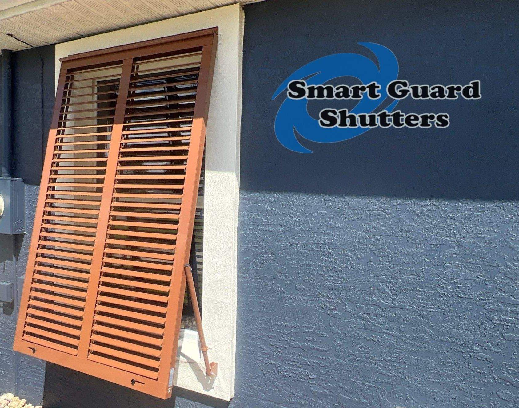 Impact Rated Bahama Shutters in Beige Brown by Smart Guard Shutters