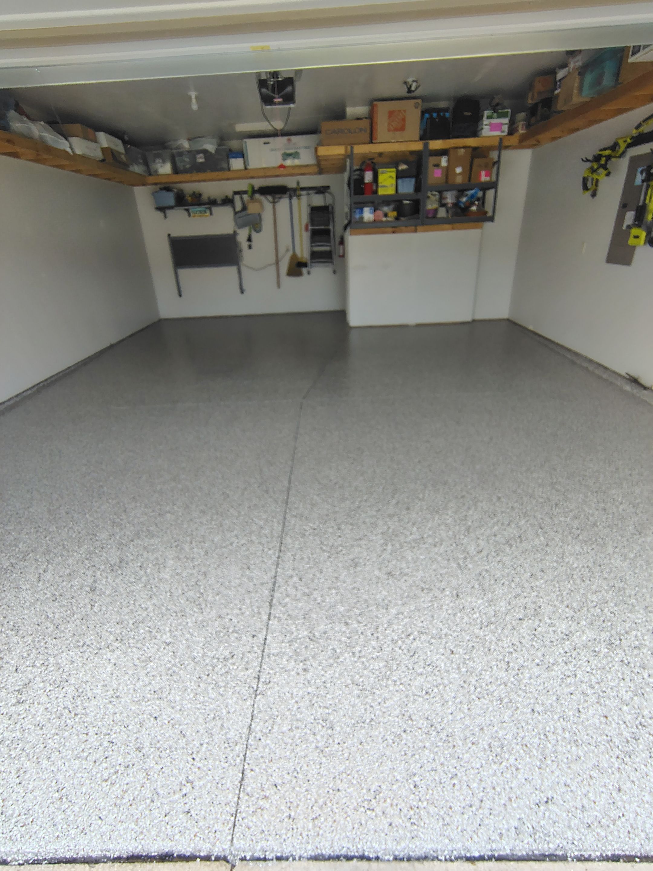 Decorative Chip Garage Concrete Coating Installation in Sioux Falls