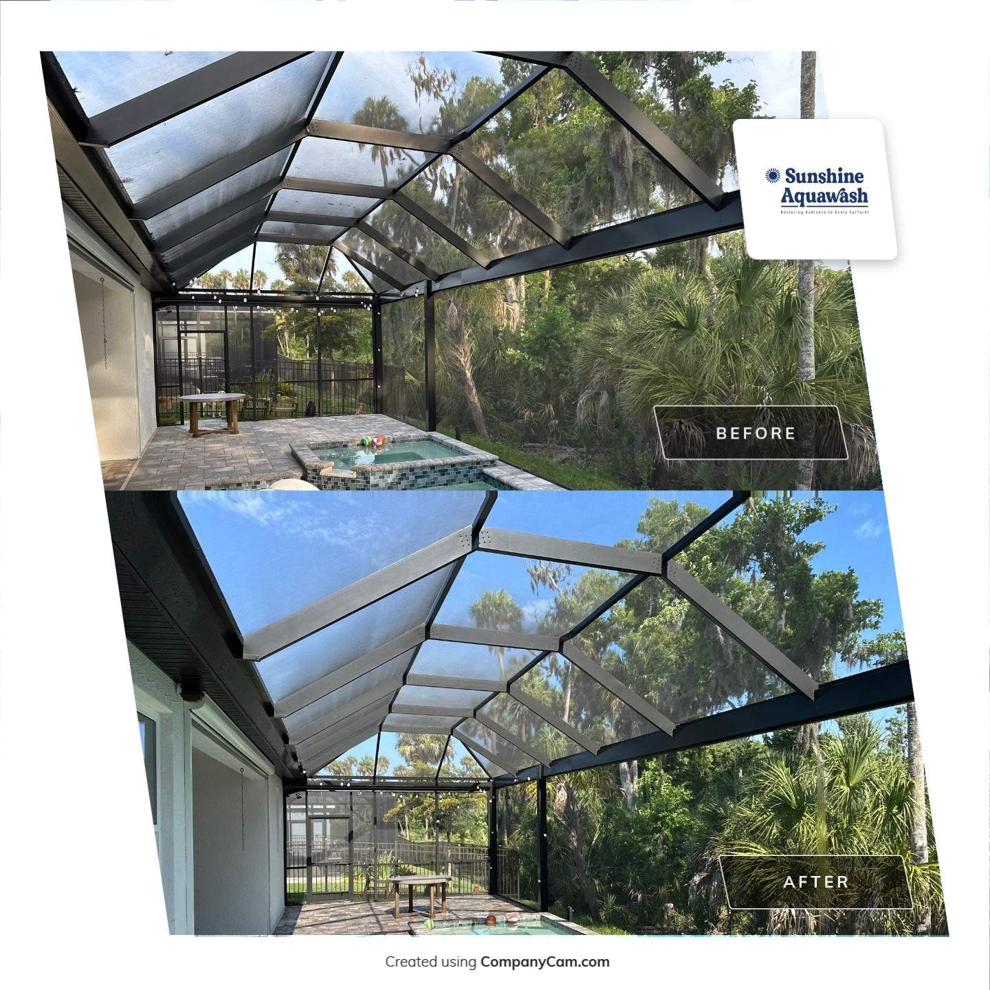 Screen Enclosure & Paver Pool Deck Cleaning in Trevesta Community, Palmetto, FL | Sunshine AquaWash by Sunshine AquaWash
