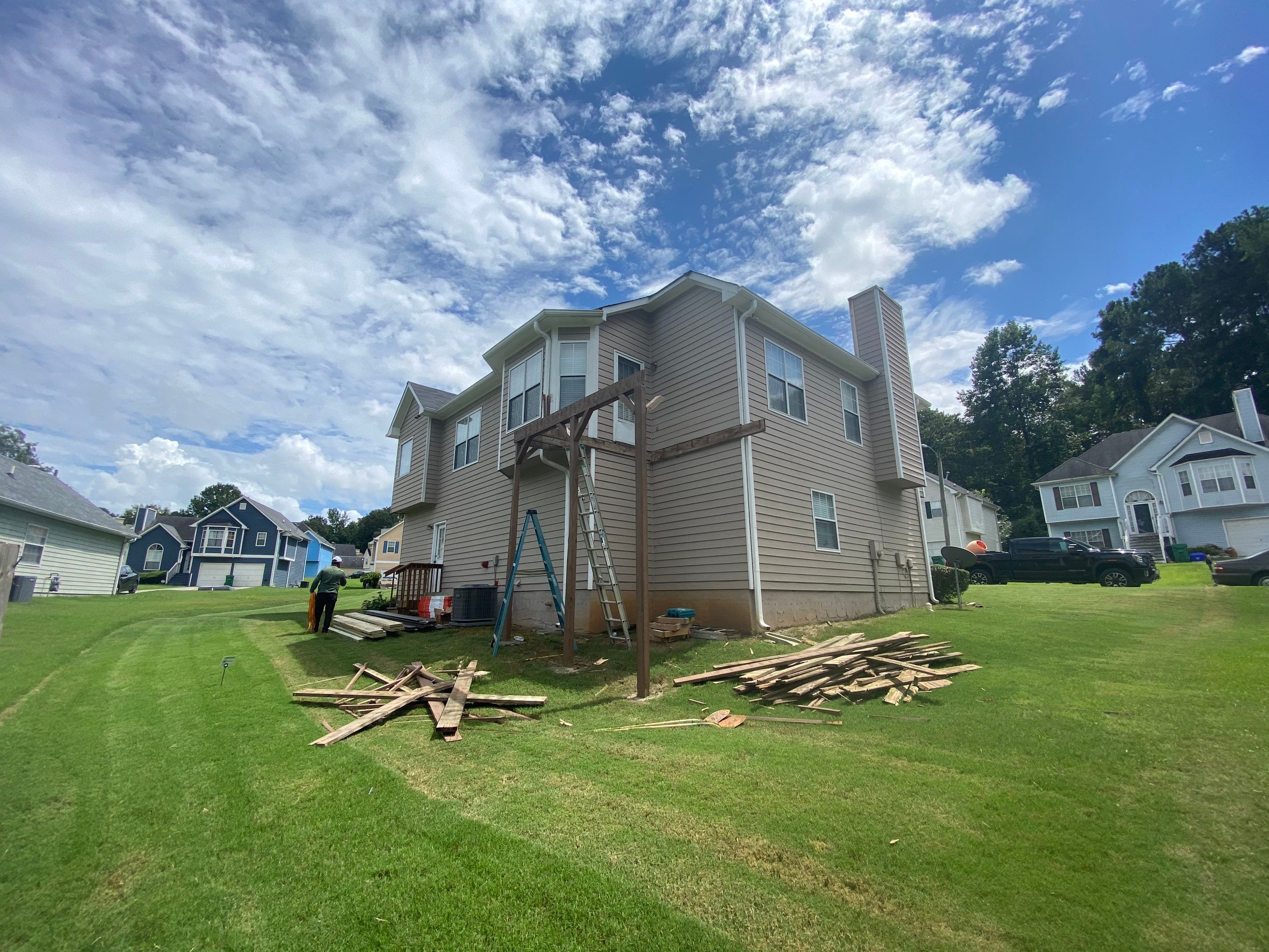 Elevated Wood Deck and Composite Step Replacement in Ellenwood by Swift Home Renovations 