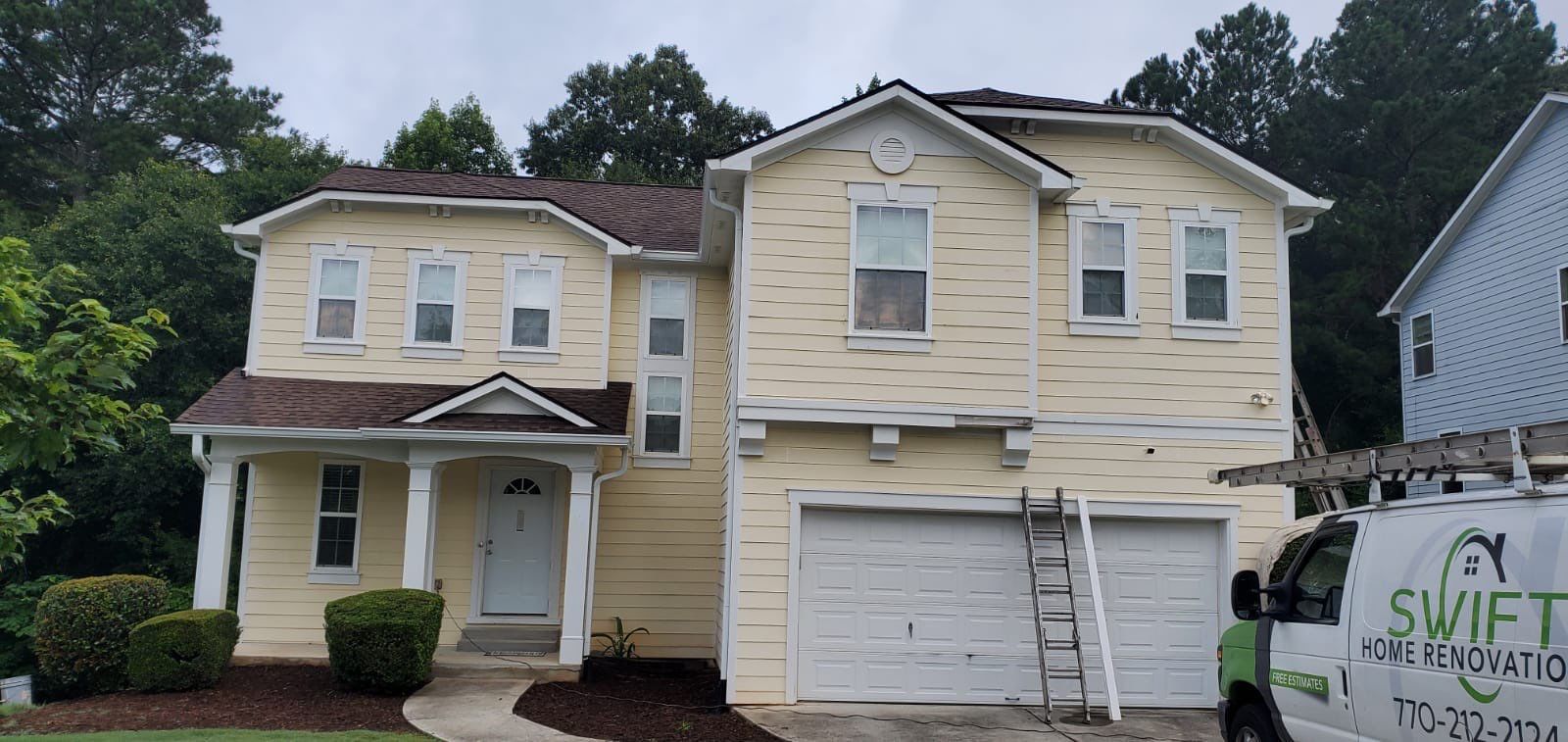 Two-Story Residential Exterior Painting and Shutter Refresh in Atlanta by Swift Home Renovations
