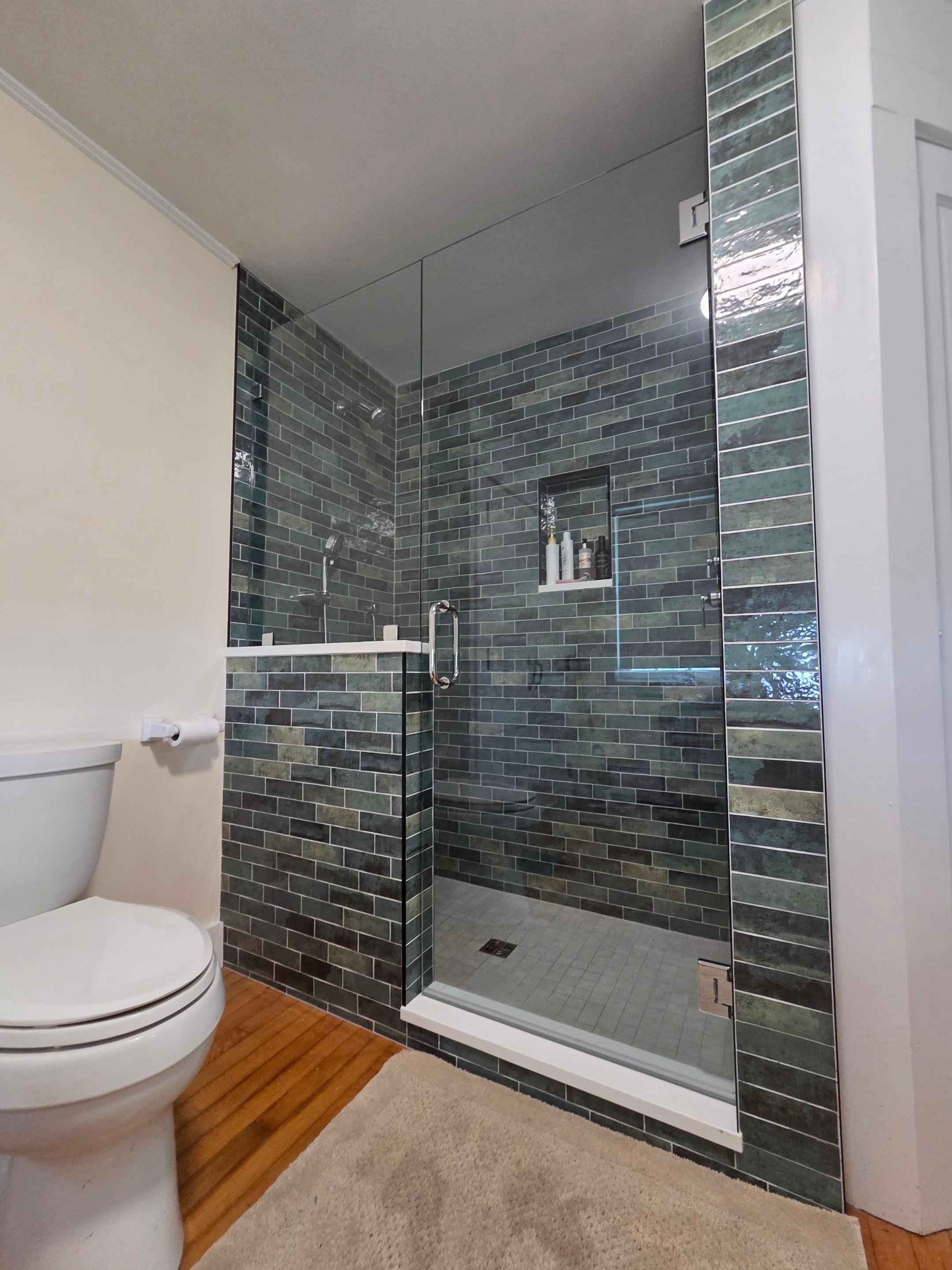 Bathroom Remodel using Tempered Shower Glass by Cheshire Glass Company