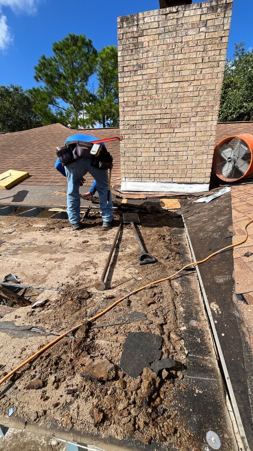 Chimneys need a Cricket.  by Bayfront Roofing and Construction