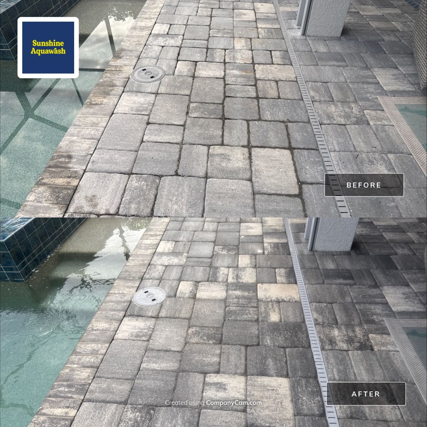 Paver Pool Deck Cleaning, Screen Enclosure & Front Entrance Cleaning – Cresswind at Lakewood Ranch, FL 34211 by Sunshine AquaWash