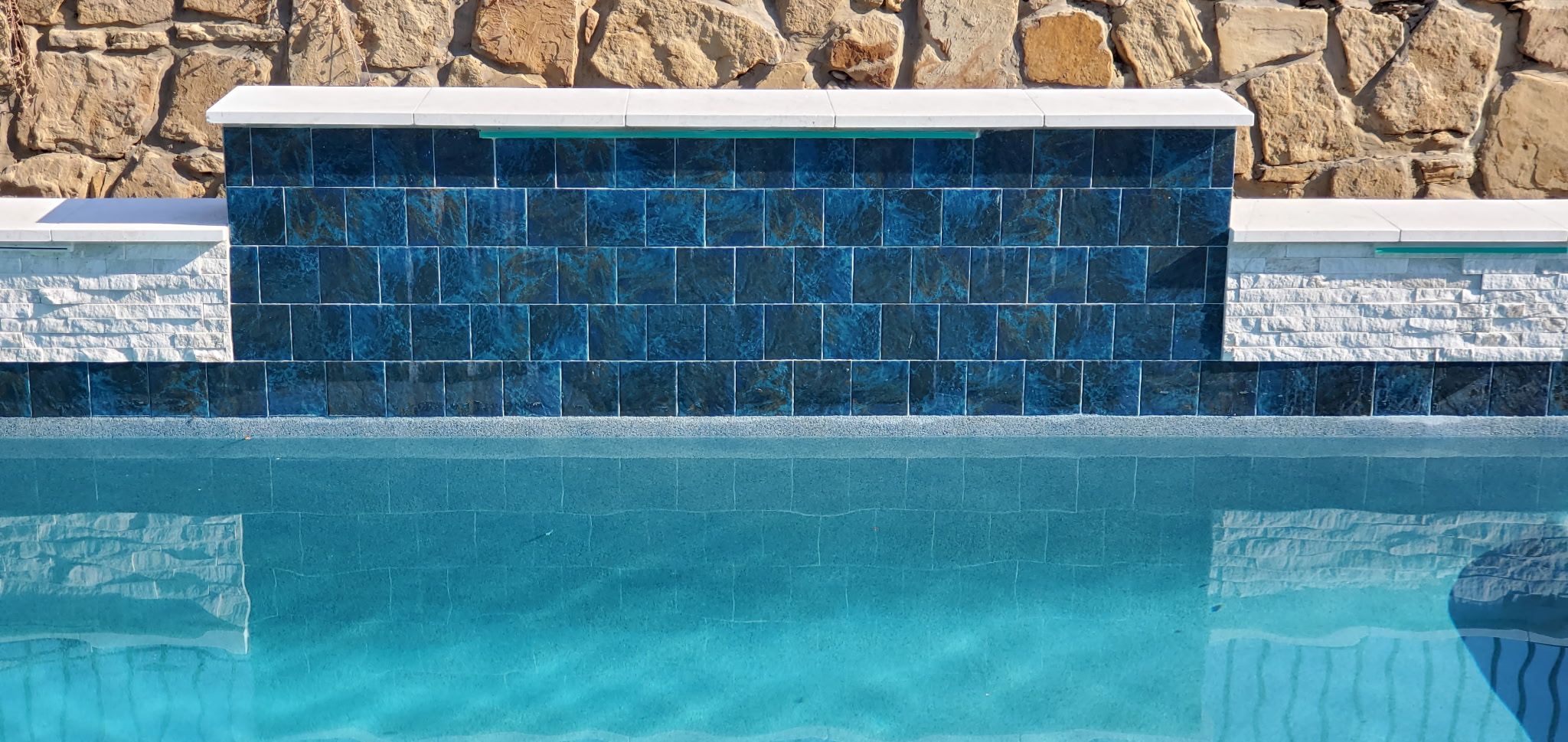 Modern Geometric Pool with Raised Spa by Pinnacle Pools and Spas - DFW