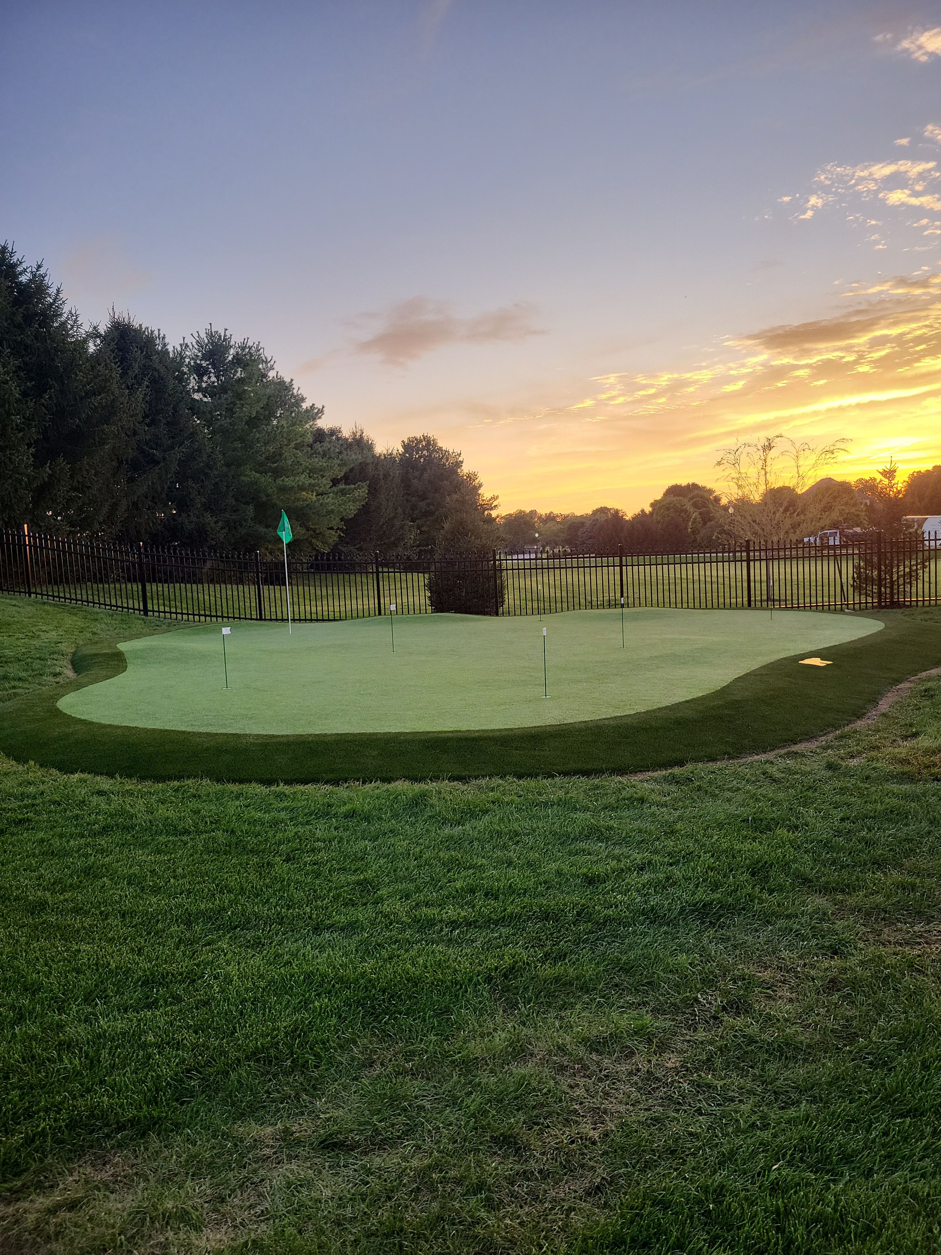 2 Custom Residential Golf Green's and 5 Tee Boxes Installation in Bargersville by Southwest Greens Midwest