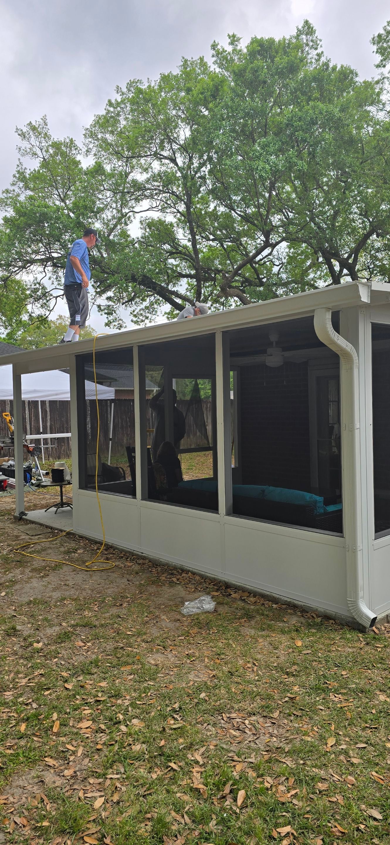 Screen Room w/Adjacent Patio Cover by Titan Sunrooms