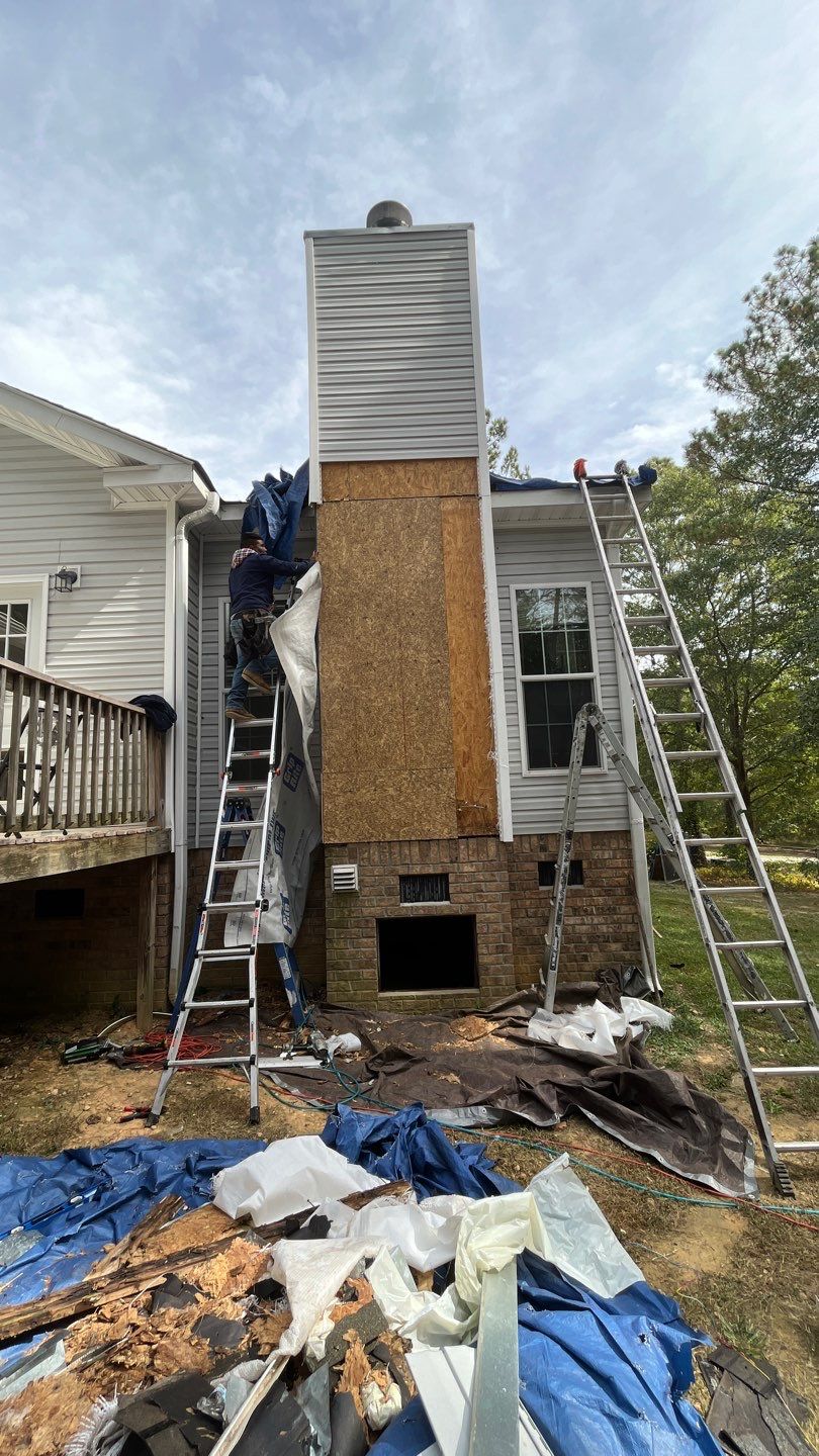 Roof Repair and Chimney Framing Repair by Midlands Roofing & Exteriors