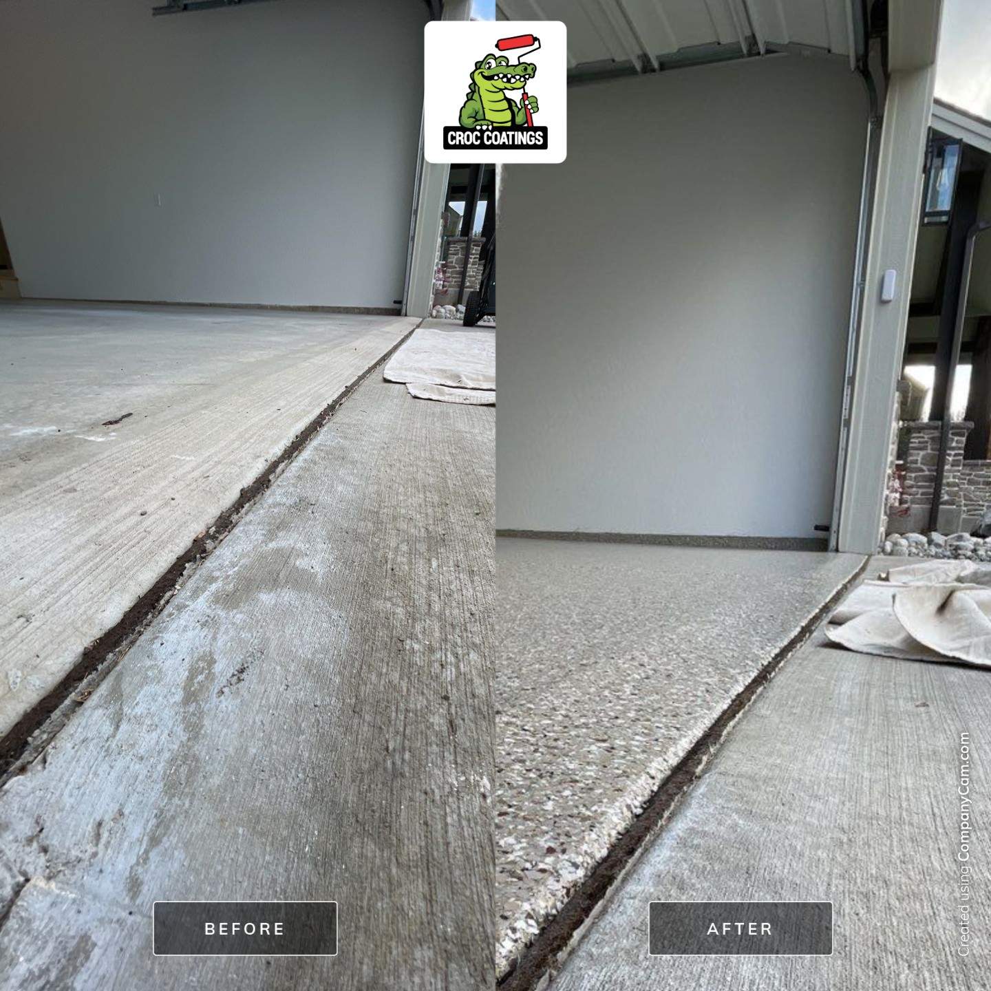 Garage Transformation using Pebble Beach by Croc Coatings, LLC