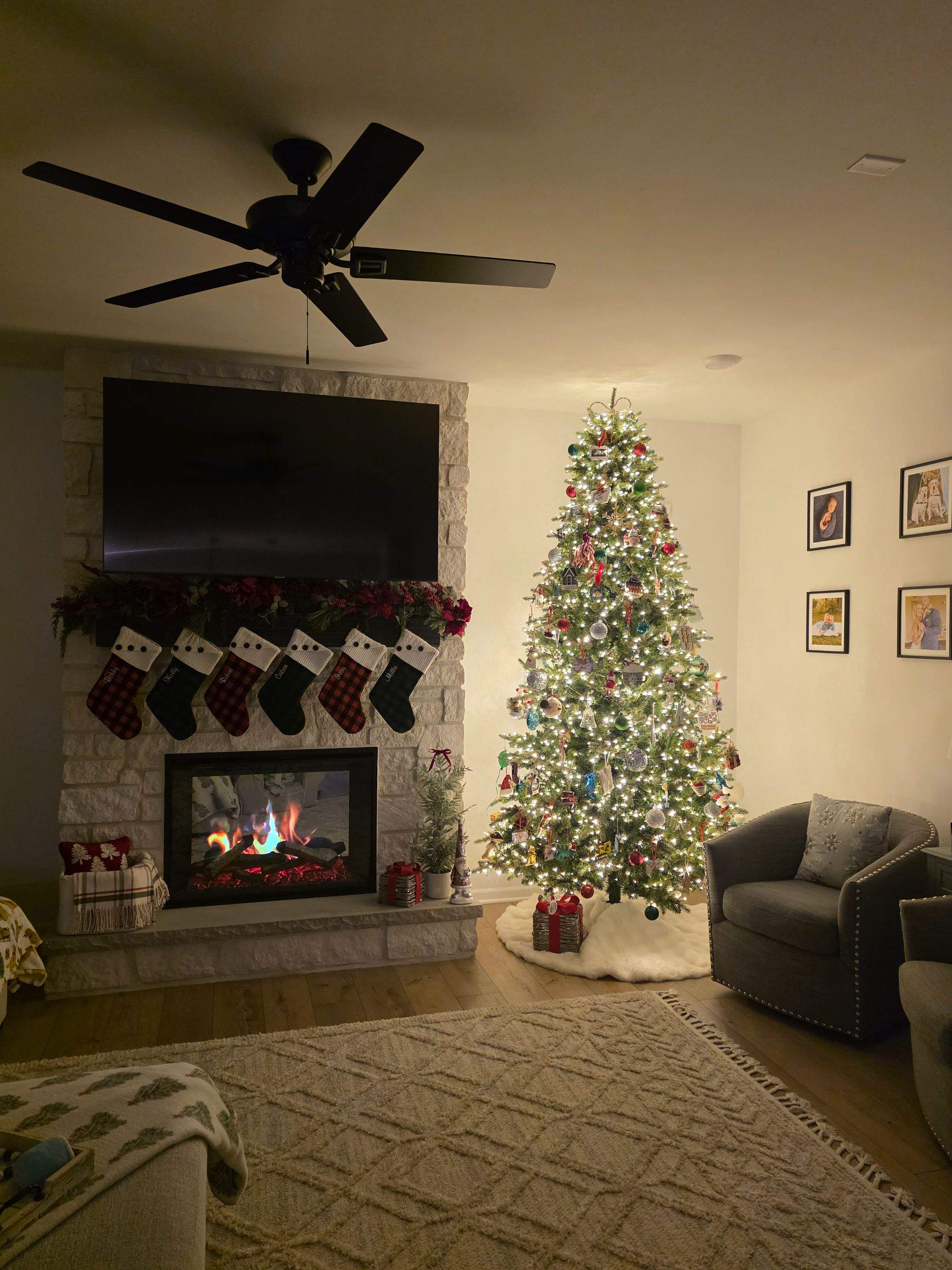 Electric Fireplace & Stone Veneer Installation by Leonard and Sons Building Services, Inc.