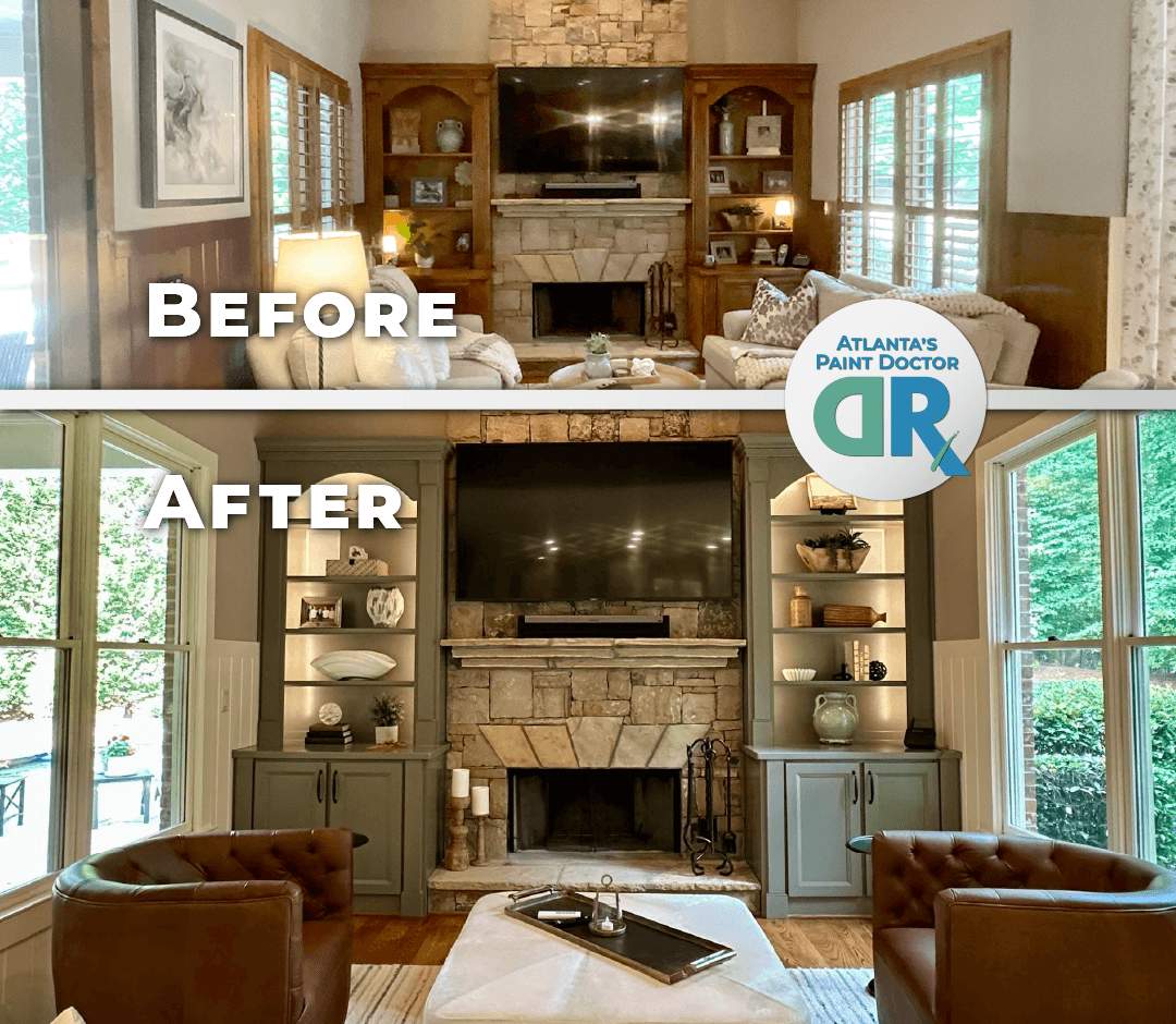 Cabinet Transformation – Kitchen & Living Room by Atlanta's Paint Doctor