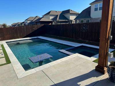 Geometric Pool with Raised Spa