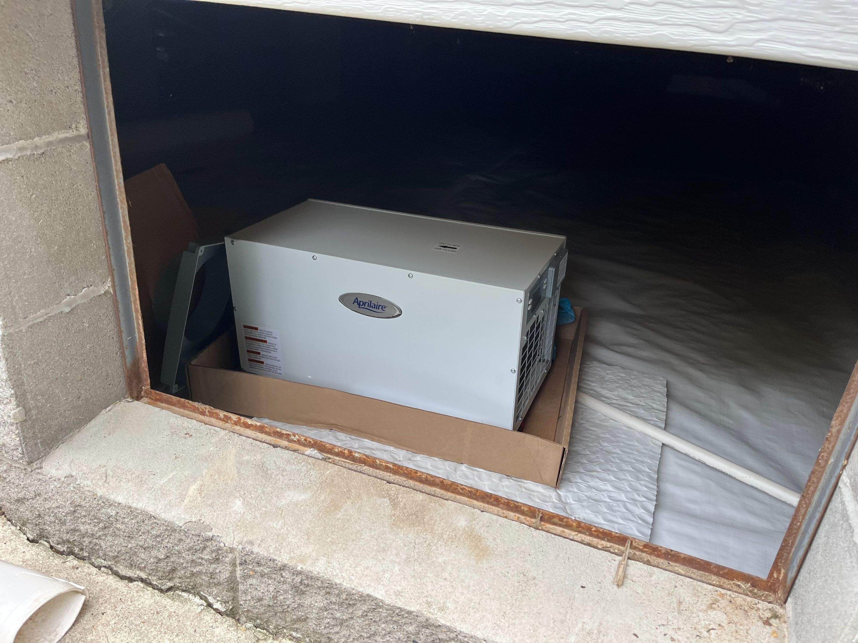 Dehumidifier and Moisture Barrier Install using 14Mil Moisture Barrier by Impact Crawlspace