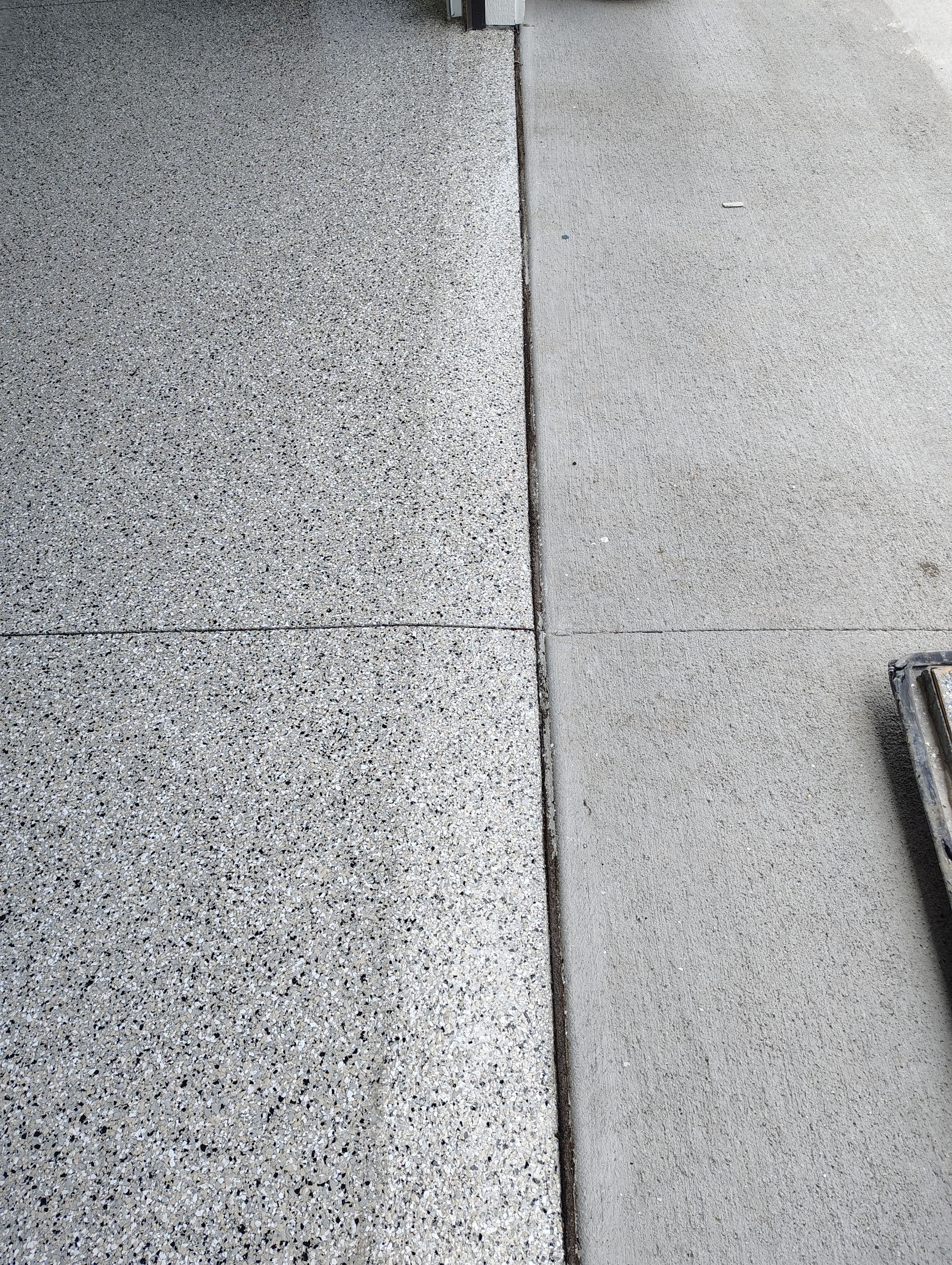 Gray and White Speckled Epoxy Garage Floor Coating in Tea by Select Painting, Coatings & Garage Cabinets