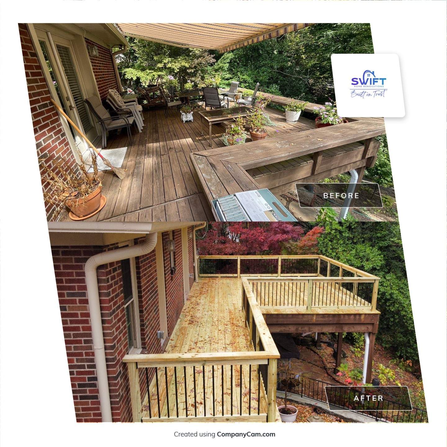 Pressure-Treated Wood Deck Replacement and Garden Bridge in Atlanta by Swift Home Renovations