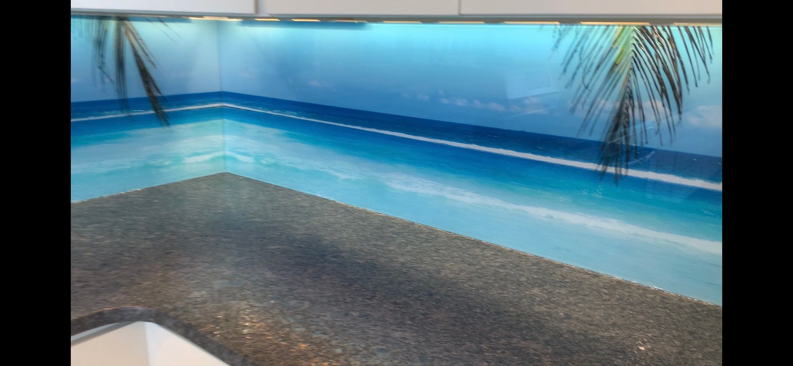Kitchen Remodel using Maui Beach IMAGIO Solid Glass Backsplash by IMAGIO