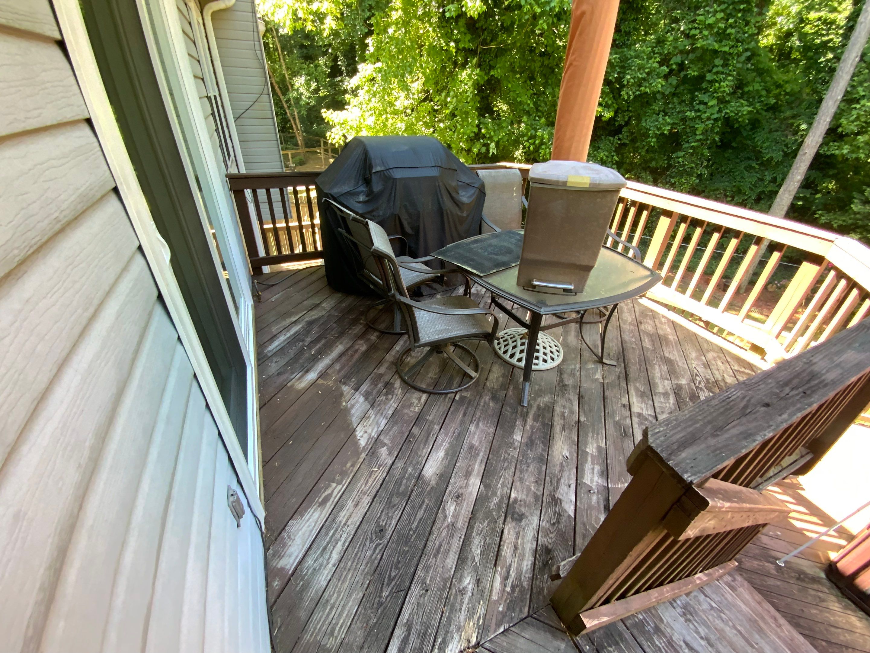 Multi-Level Wood Deck Repair and Staining in Tucker, Georgia by Swift Home Renovations