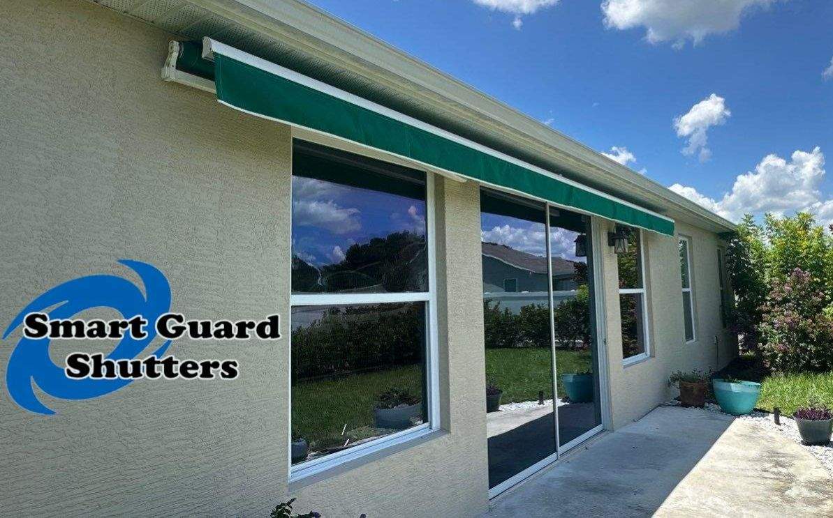 Retractable Awning in Erin Green by Smart Guard Shutters