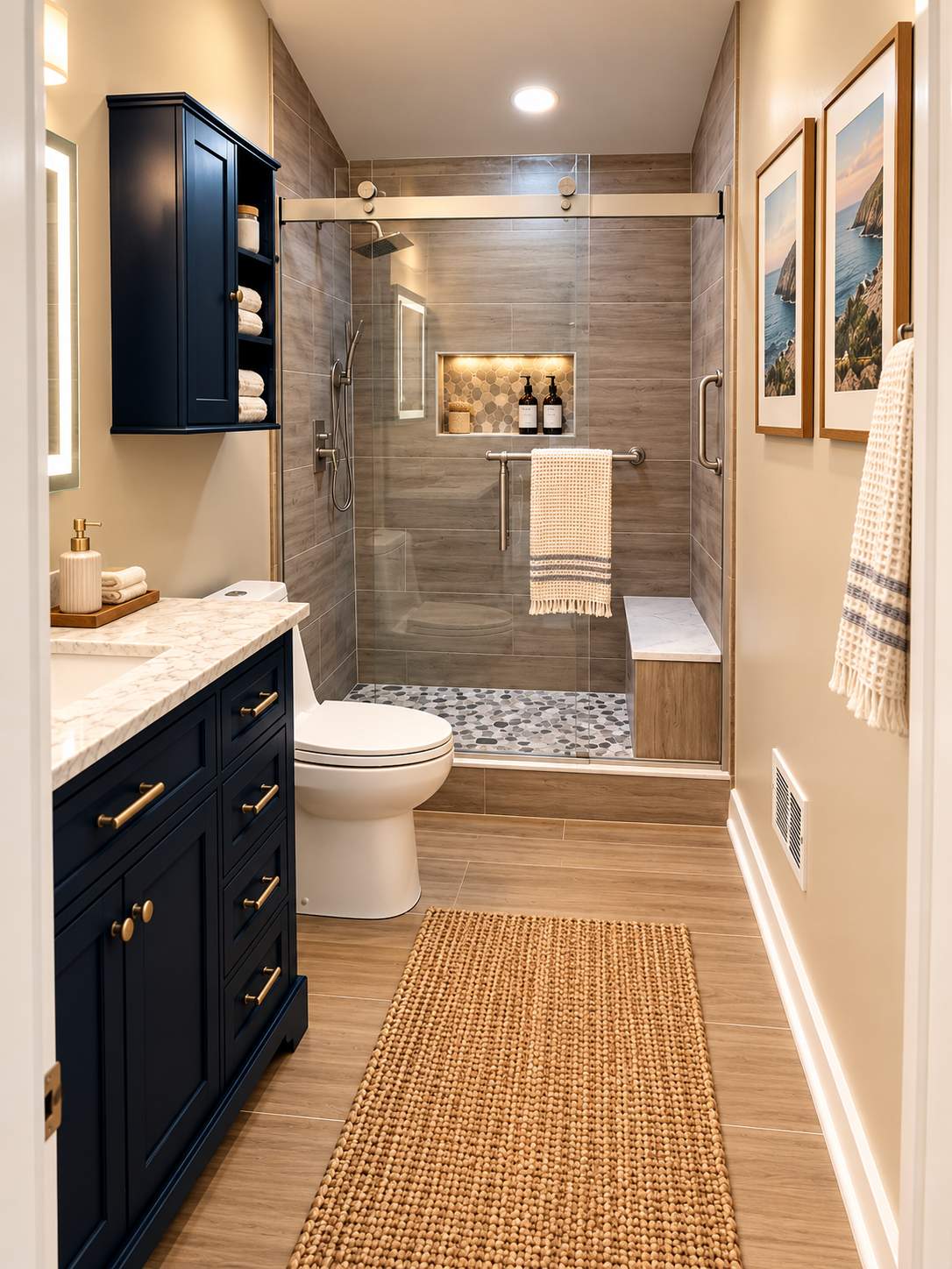 Modern Tub to Shower Conversion with Wood-Look Tile in Monkton by Remodel Now