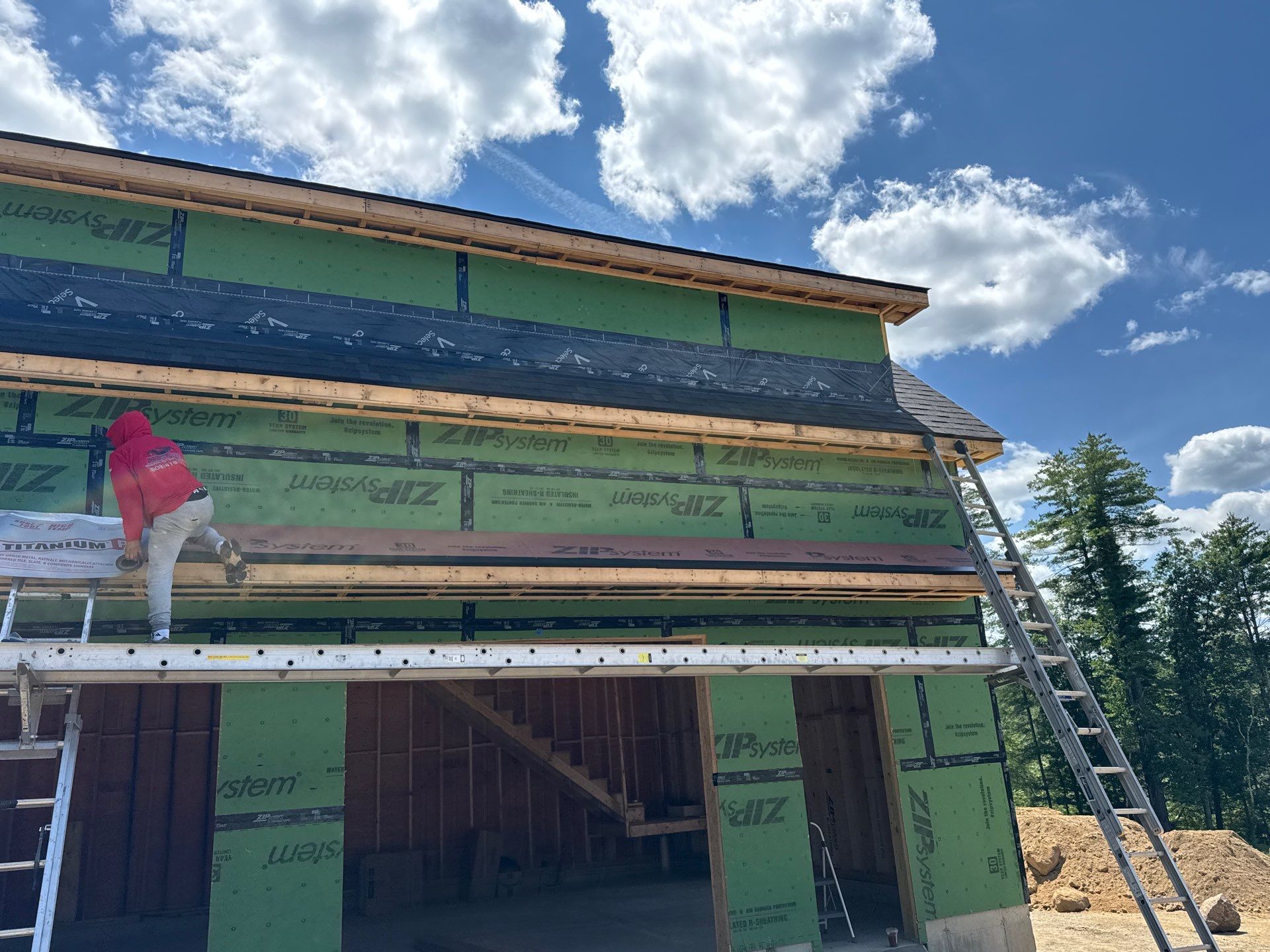 Merrimack NH ADU Roof Installation with Owens Corning Onyx Black Shingles and Standing Seam Metal Accents by Compass exteriors